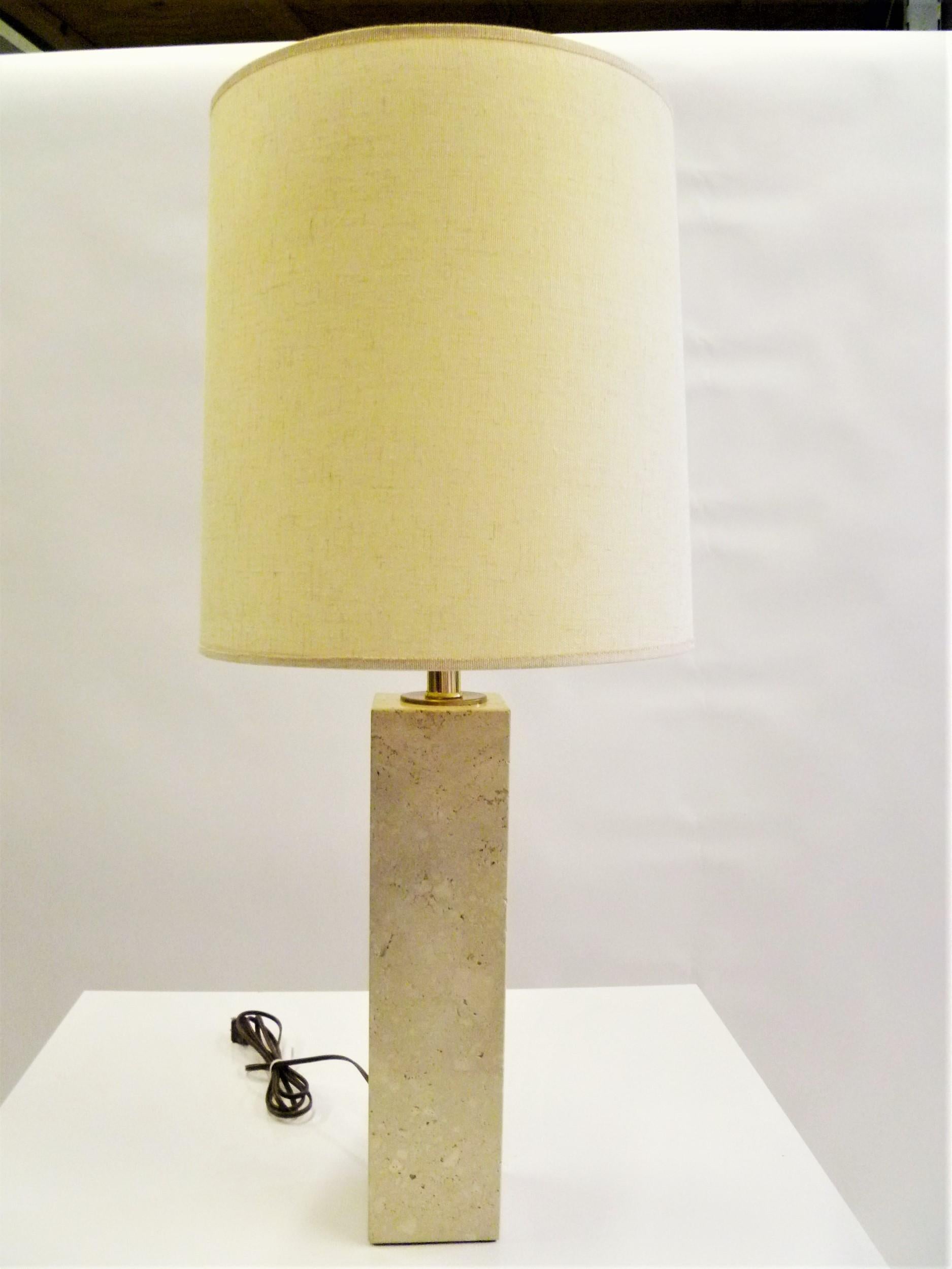 Robsjohn-Gibbings Style Organic Modern Travertine Marble Mid-Century Table Lamp 7