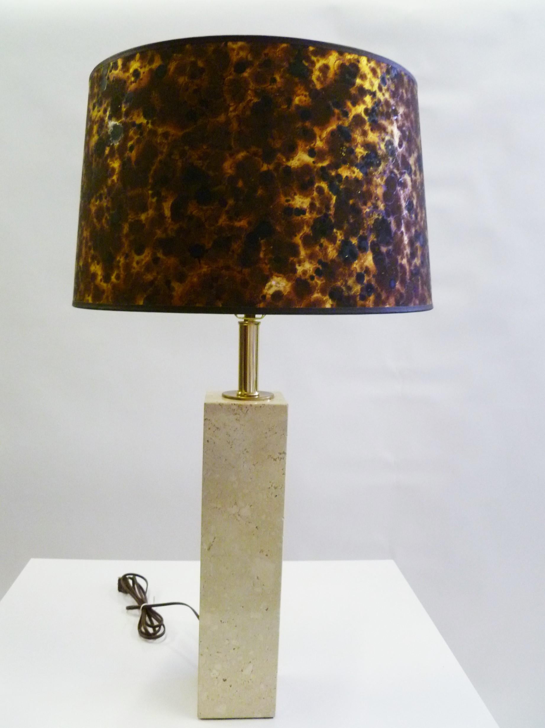 Robsjohn-Gibbings Style Organic Modern Travertine Marble Mid-Century Table Lamp 8