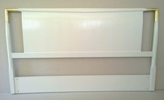 Robsjohn-Gibbings Widdicomb White Lacquered Wood w/ Brass Accents Full Headboard