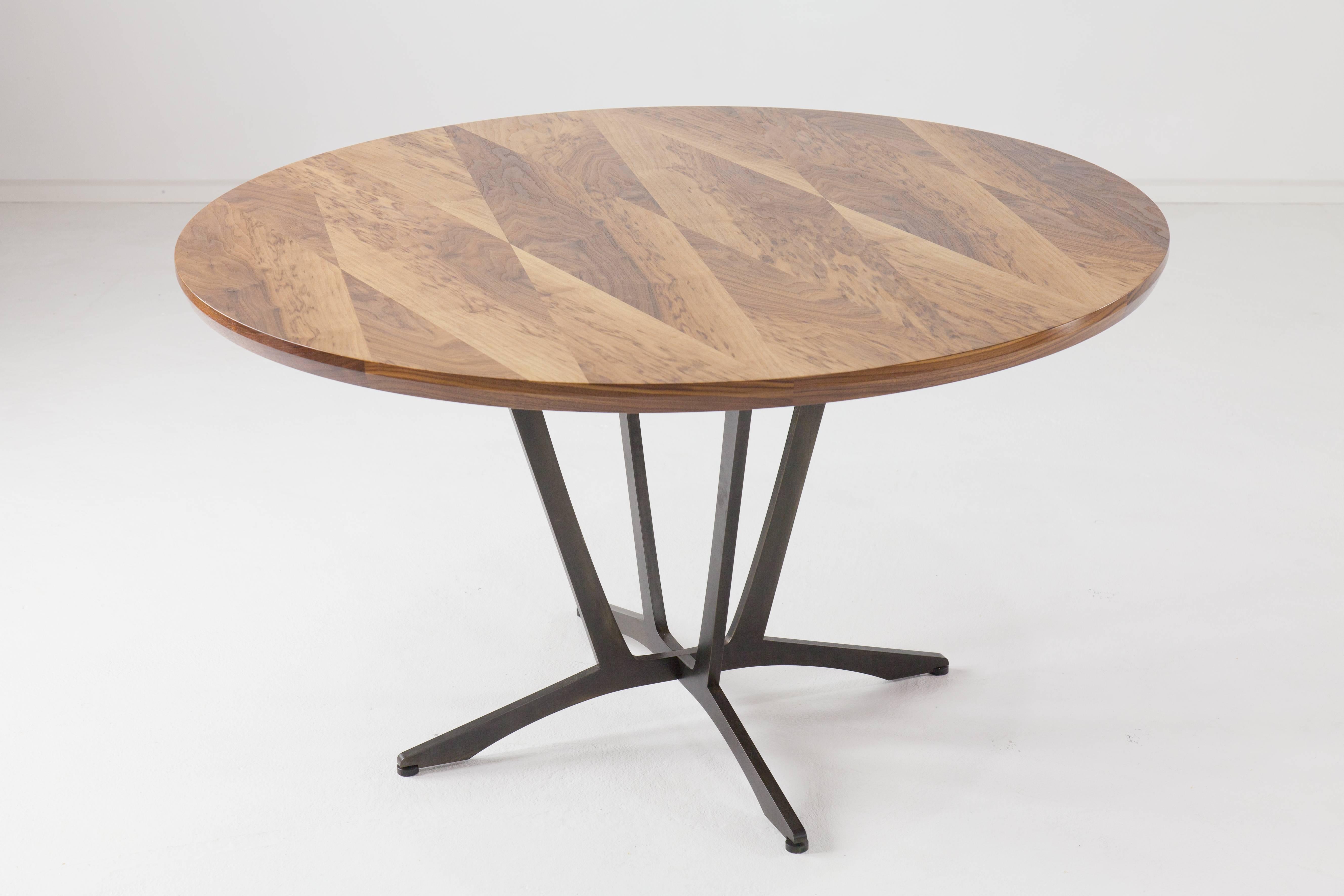 Contemporary Robson Dining Table, American Hardwood and Steel For Sale