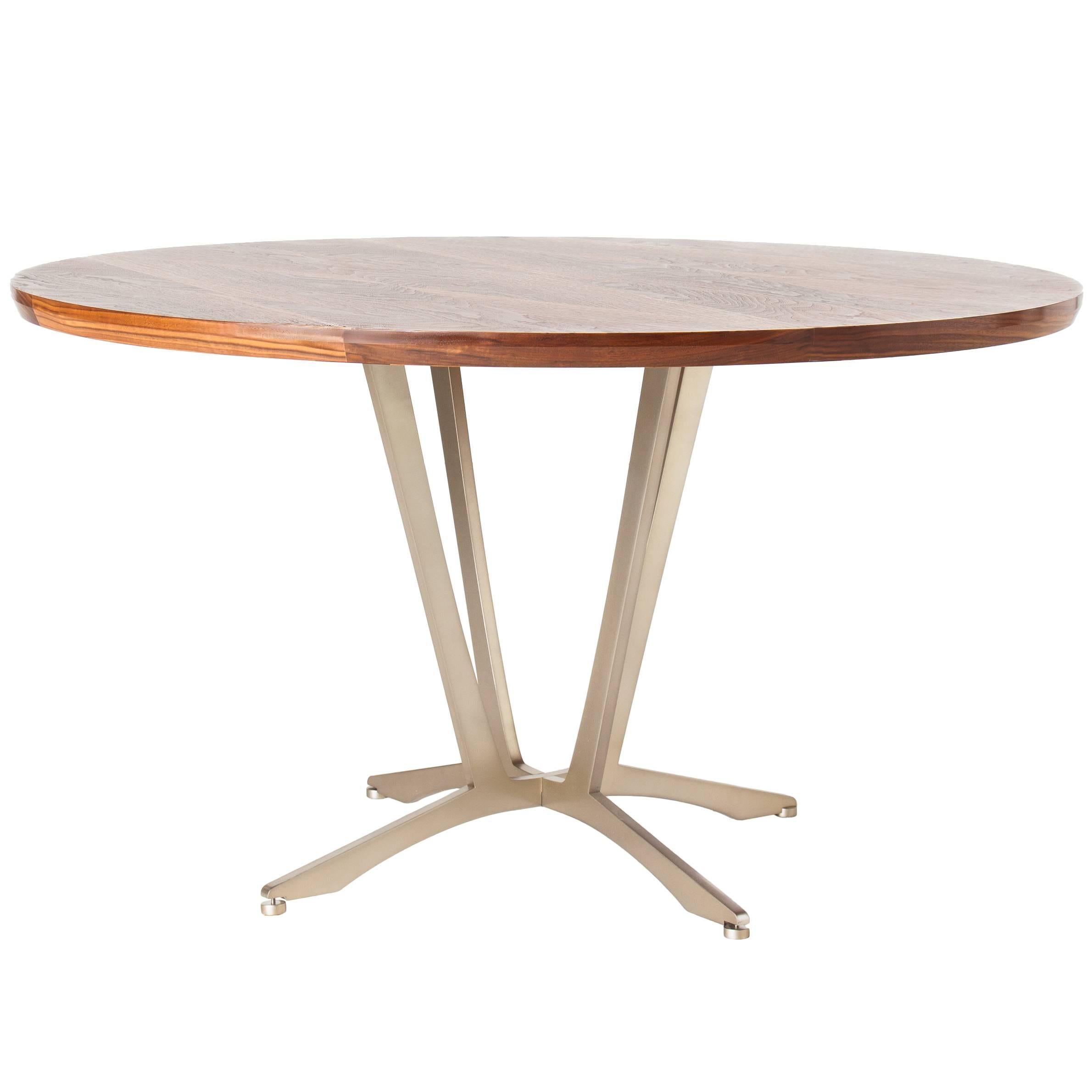 Robson Dining Table, American Hardwood and Steel For Sale