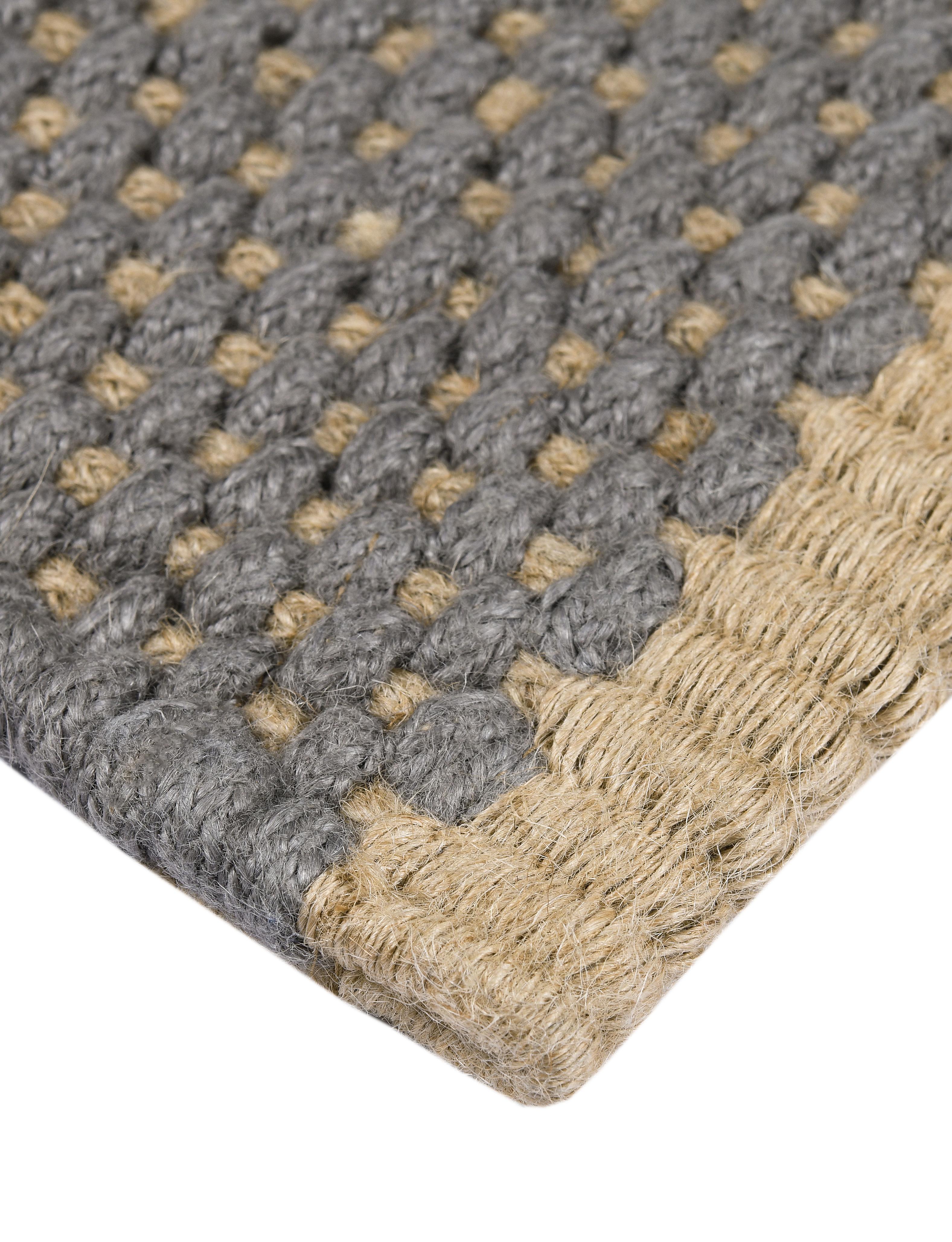 Hand-Woven Robur, Grey, Handwoven Face 100% Jute, 6' x 9' For Sale