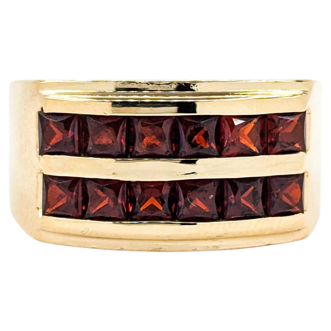 Robust 2.40ctw Garnet Wide Ring in Yellow Gold