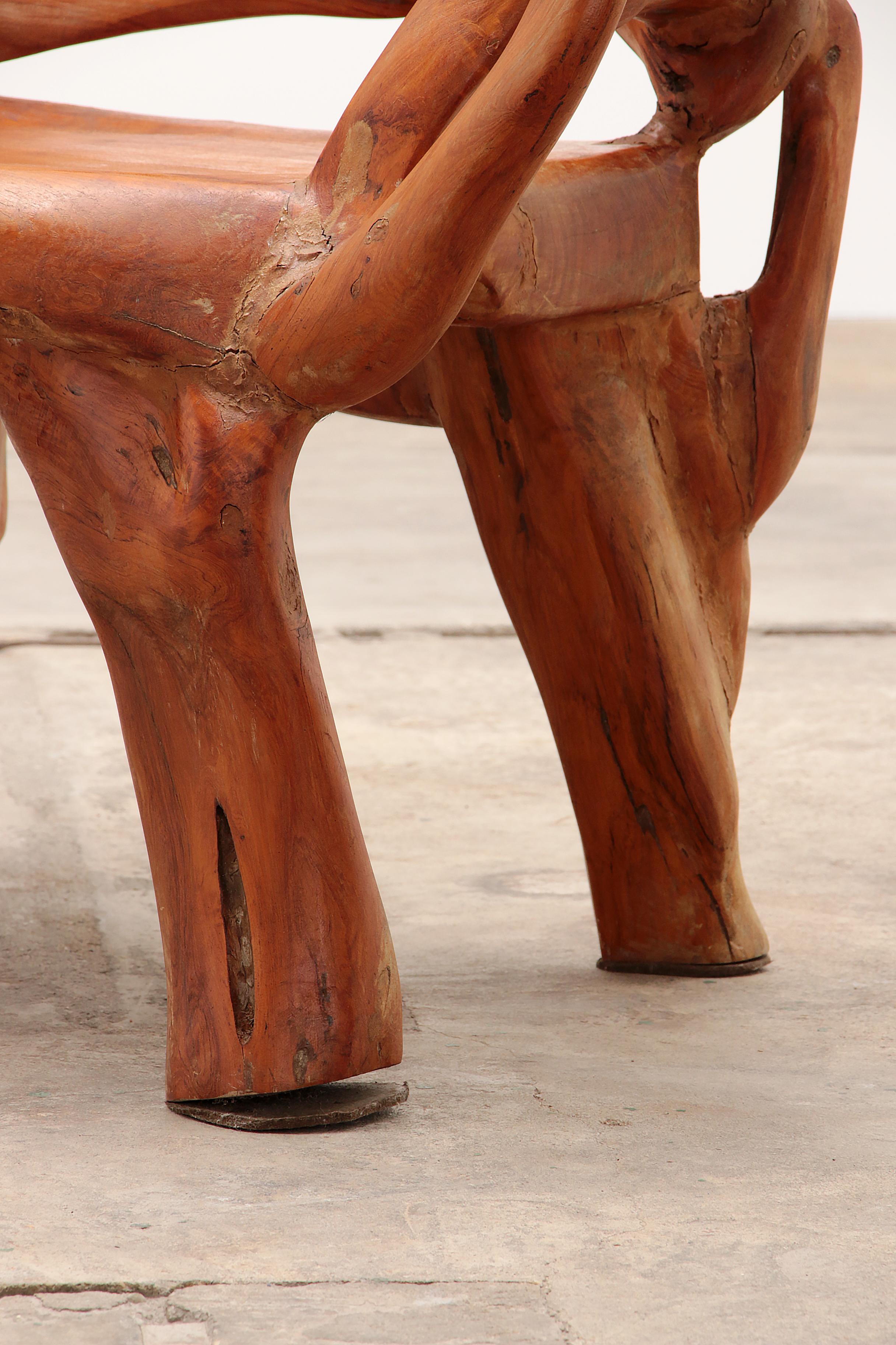 Sillón robusto de madera reciclada al estilo de Andrianna Shamaris US Teca en venta