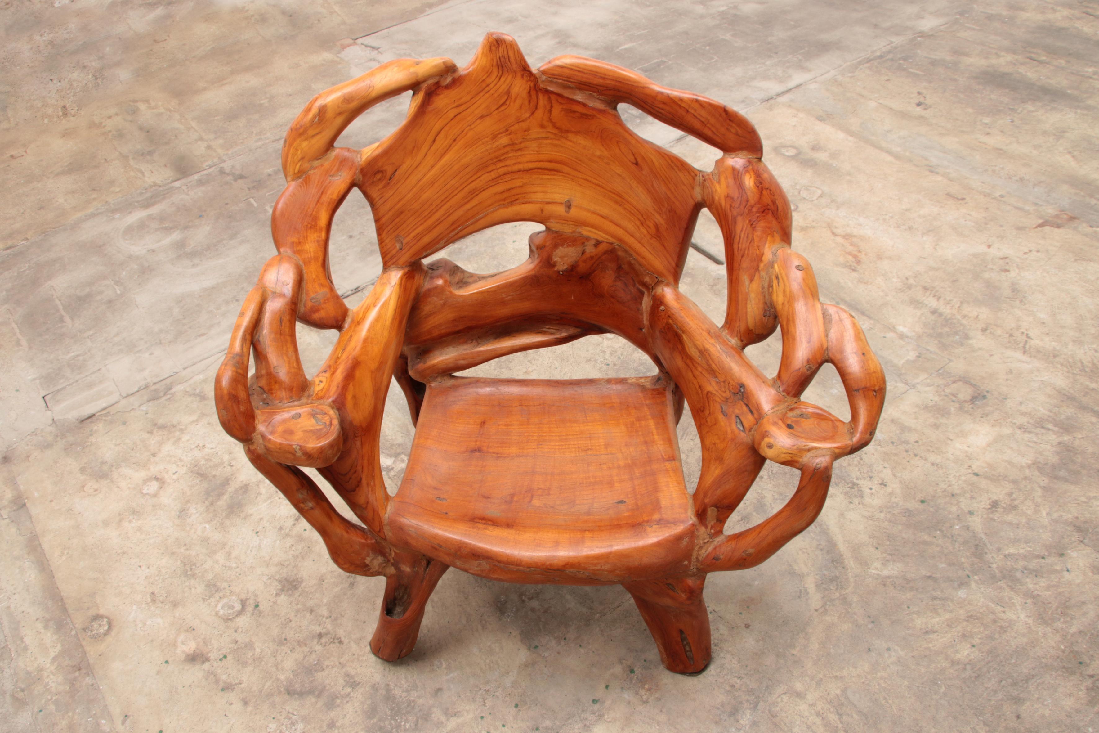 Sillón robusto de madera reciclada al estilo de Andrianna Shamaris US en venta 1