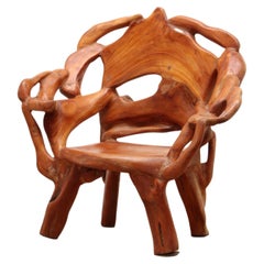 Vintage Robust Armchair Made of Recycled Wood in the Style of Andrianna Shamaris US