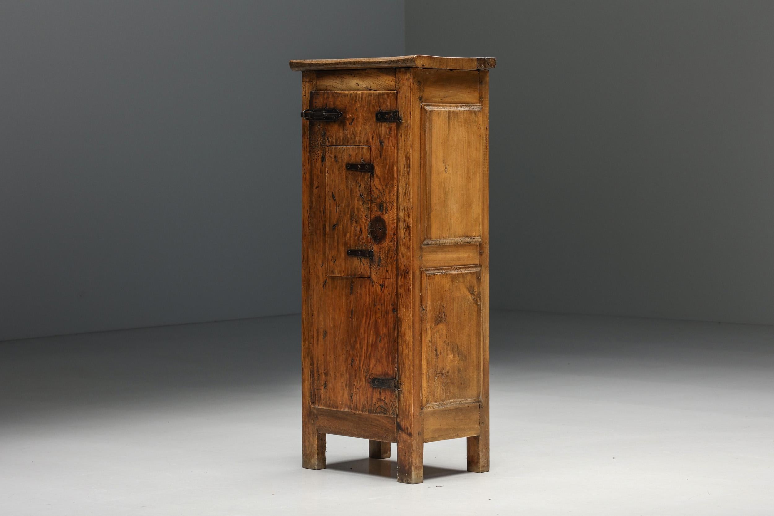 Rustic; Wabi Sabi; Robust; Raw; Cabinet; Confiturier; Artisan Solid Wood; French Craftsmanship; Circa 1900; 20th Century; Breton; Haute Savoie; Auvergnat;

This raw cabinet, made of artisan solid wood, has plenty of space to display and store