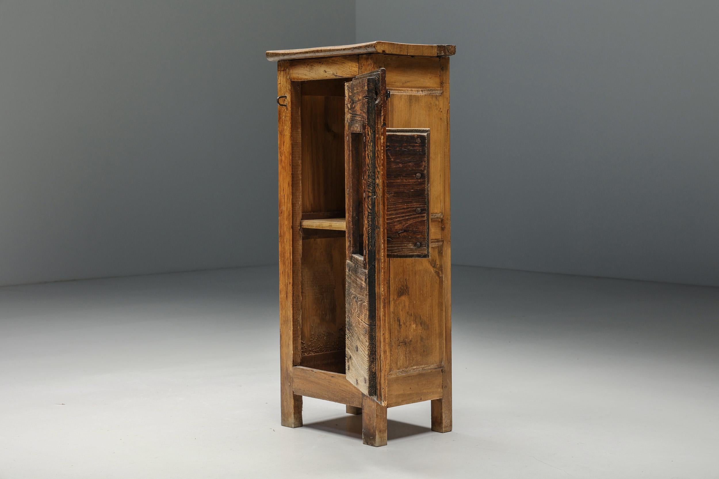 Rustic Robust Cabinet, Confiturier, Artisan Solid Wood, French Craftsmanship, ca 1900 For Sale