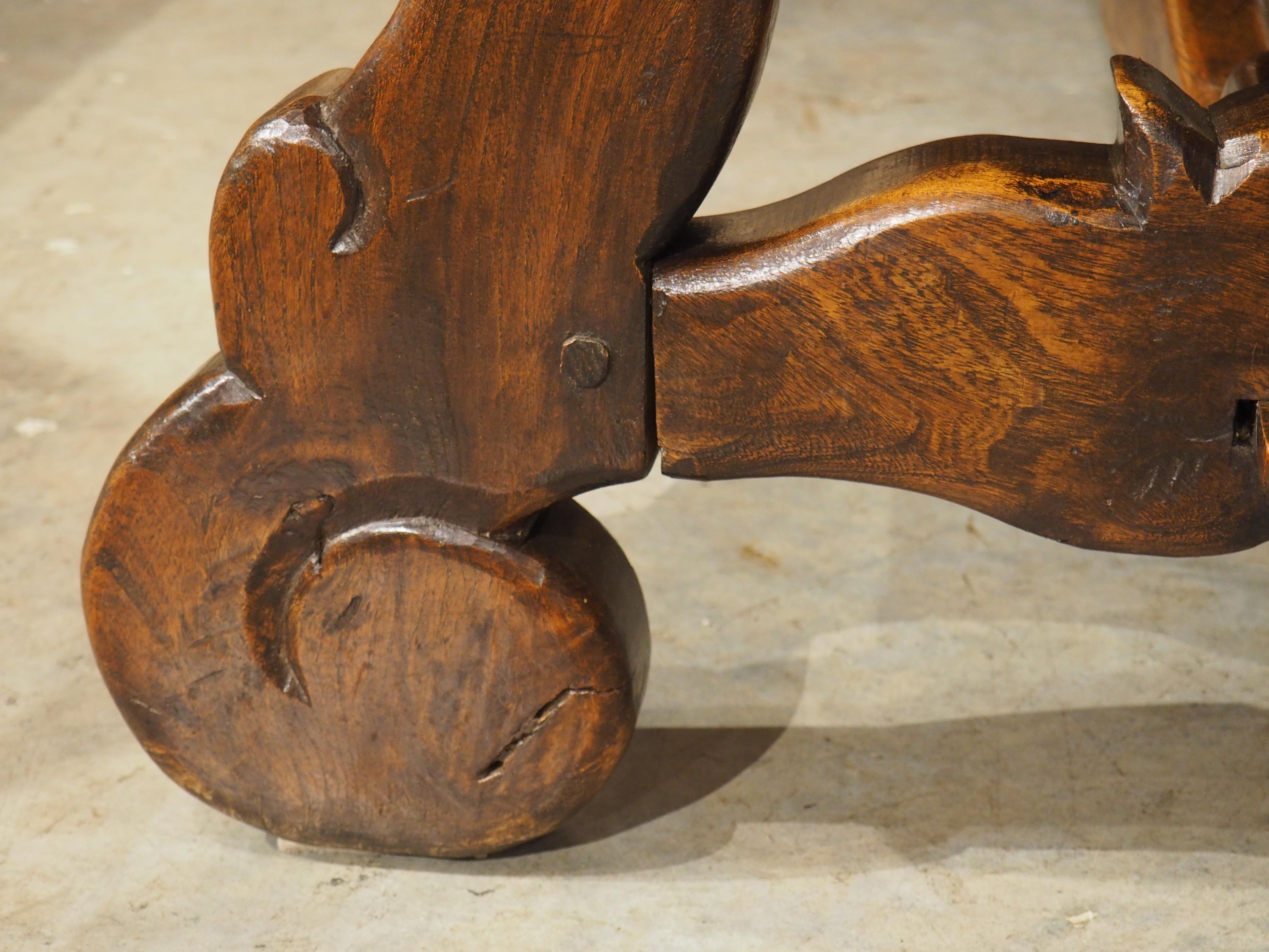 Robust Carved Elm Dining Table from Spain, Early 1900s For Sale 2