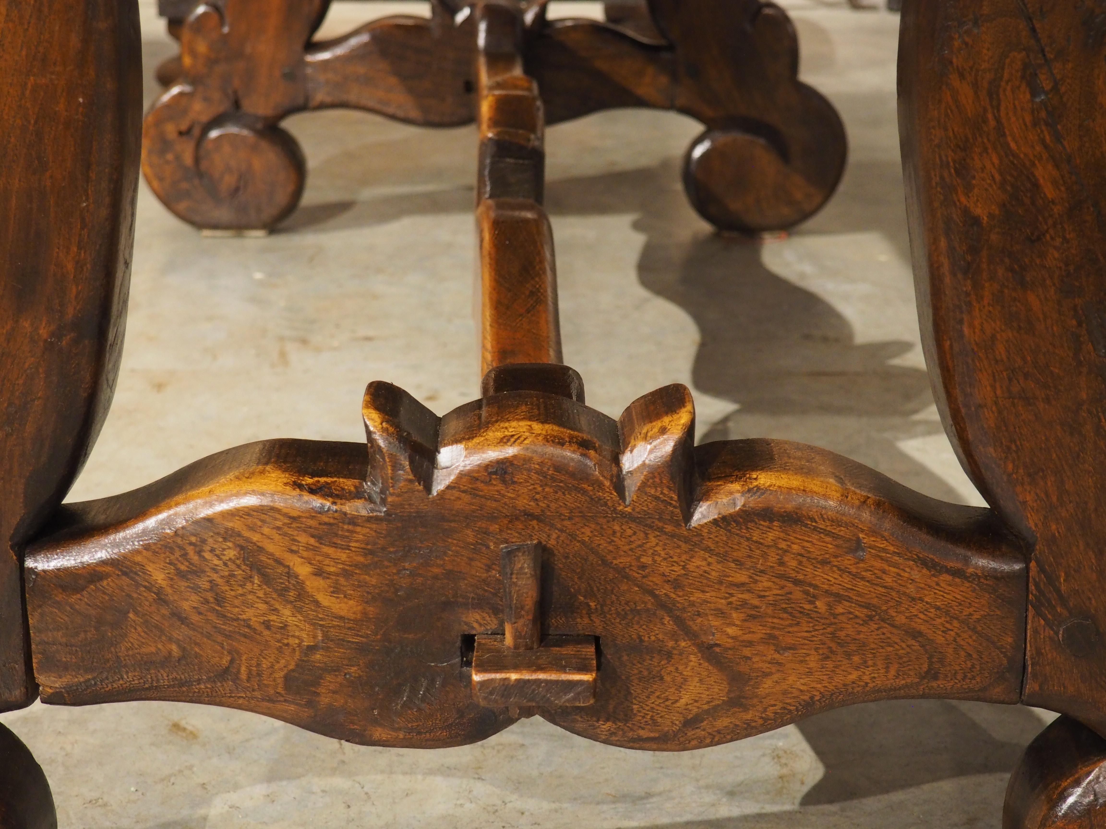 Robust Carved Elm Dining Table from Spain, Early 1900s For Sale 3