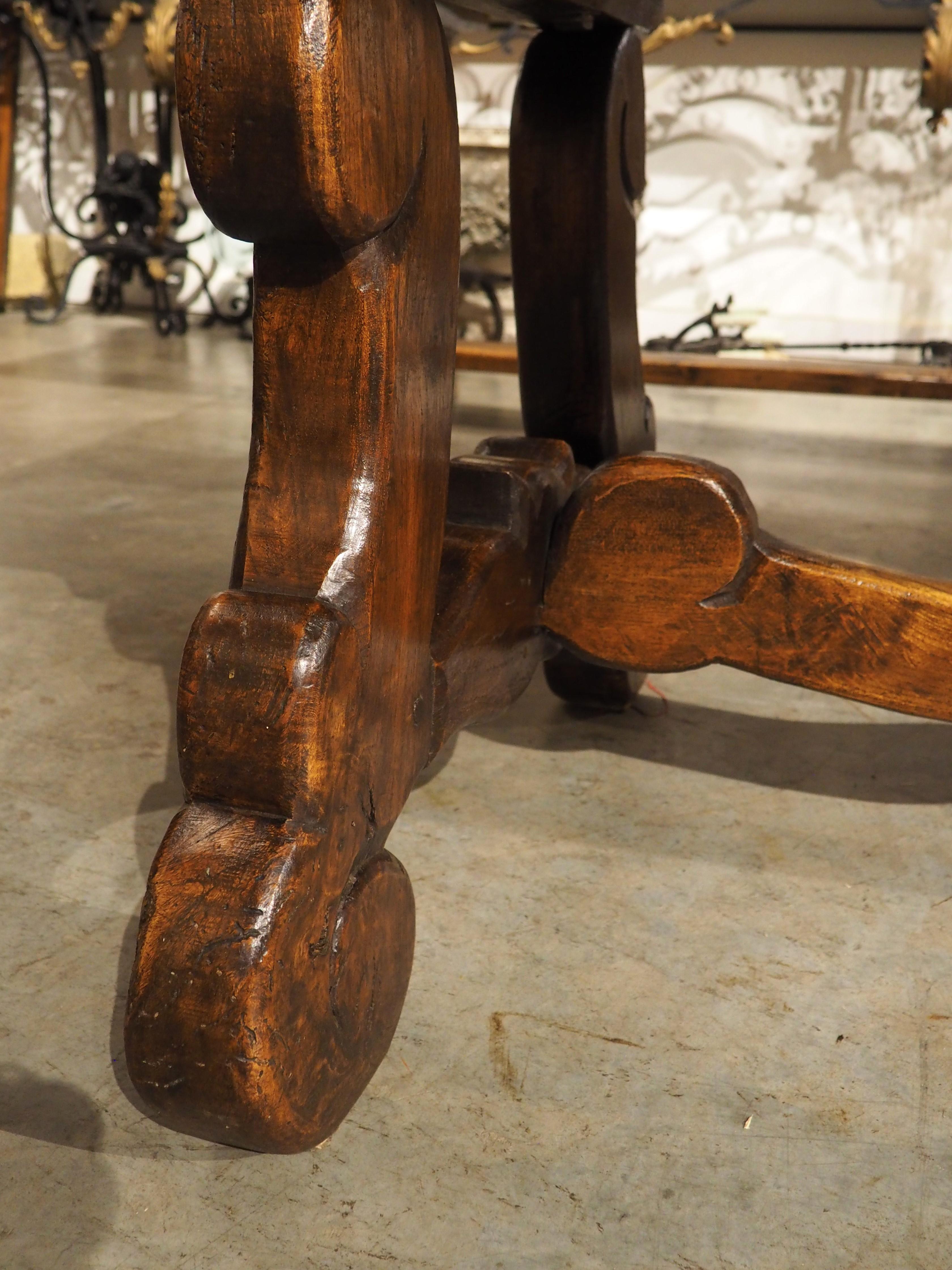 Robust Carved Elm Dining Table from Spain, Early 1900s For Sale 8