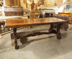 Robust Carved Elm Dining Table from Spain, Early 1900s