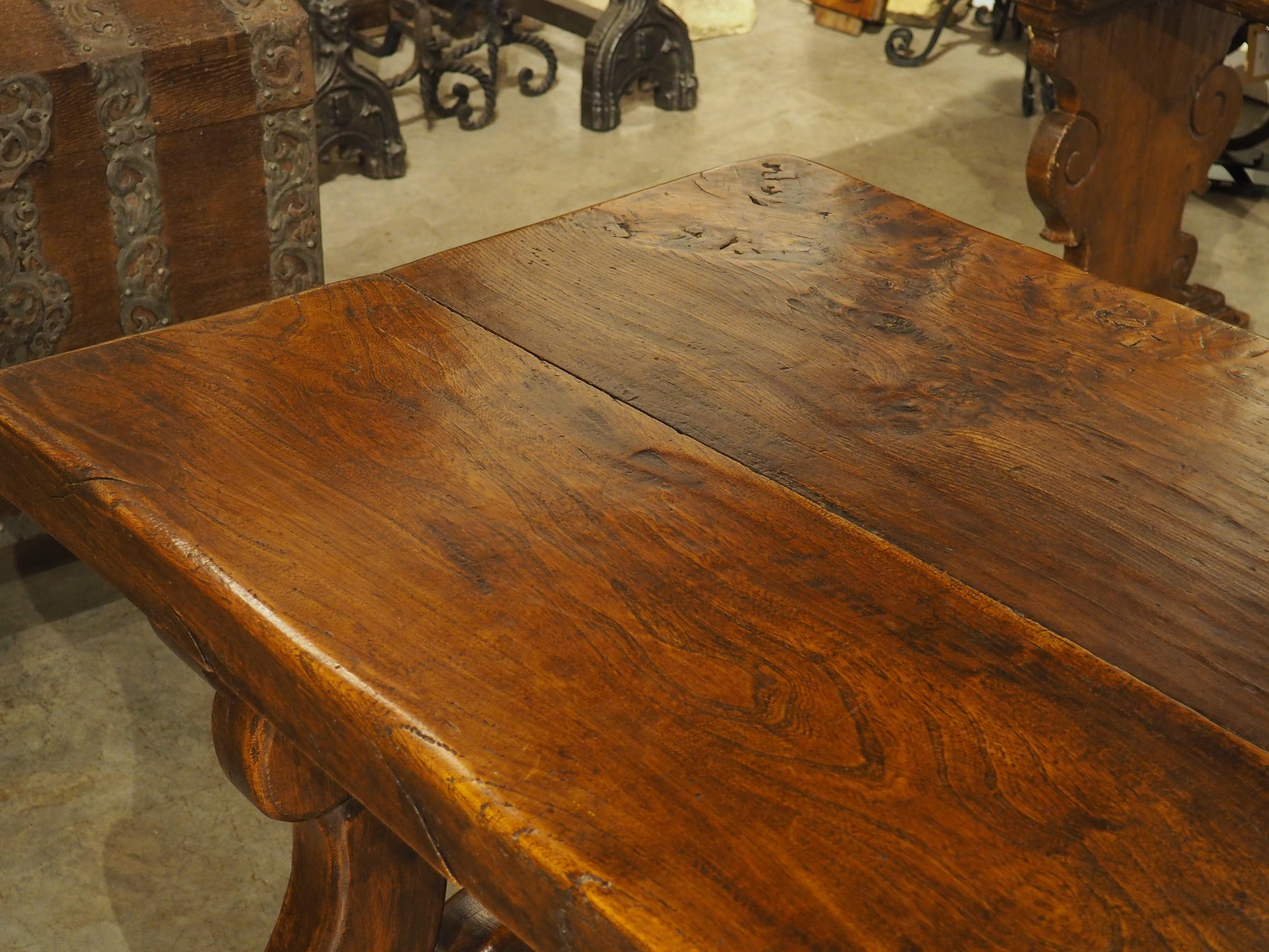 Robust Carved Elm Dining Table from Spain, Early 1900s In Good Condition For Sale In Dallas, TX