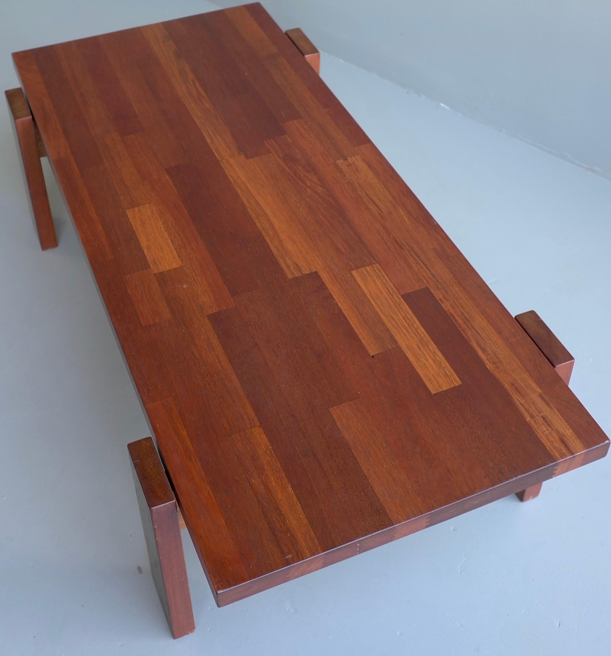 Mid-Century Modern Robust Hardwood Coffee Table in Style of Jorge Zalszupin, Brazil, 1960s For Sale