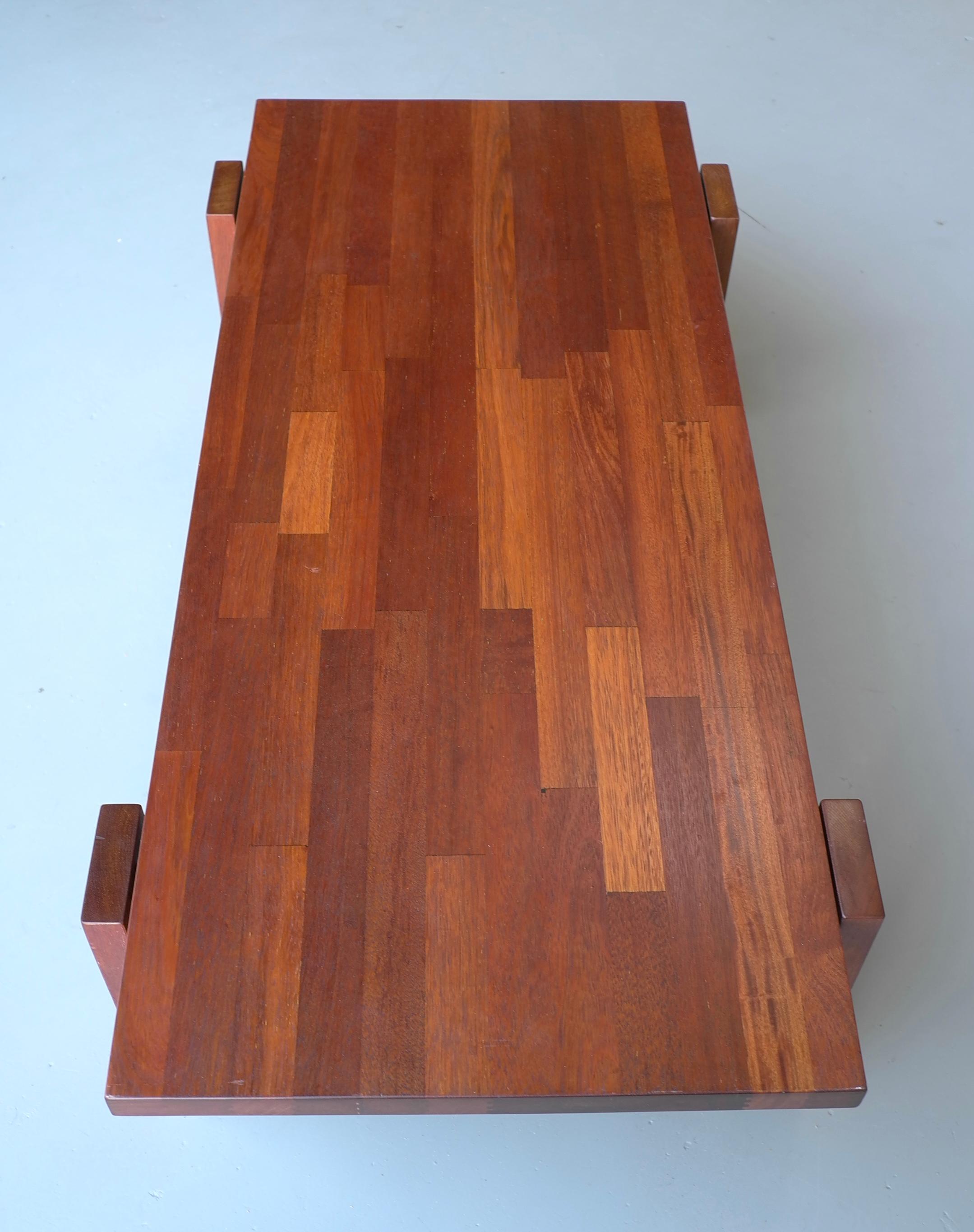 Robust Hardwood Coffee Table in Style of Jorge Zalszupin, Brazil, 1960s For Sale 1