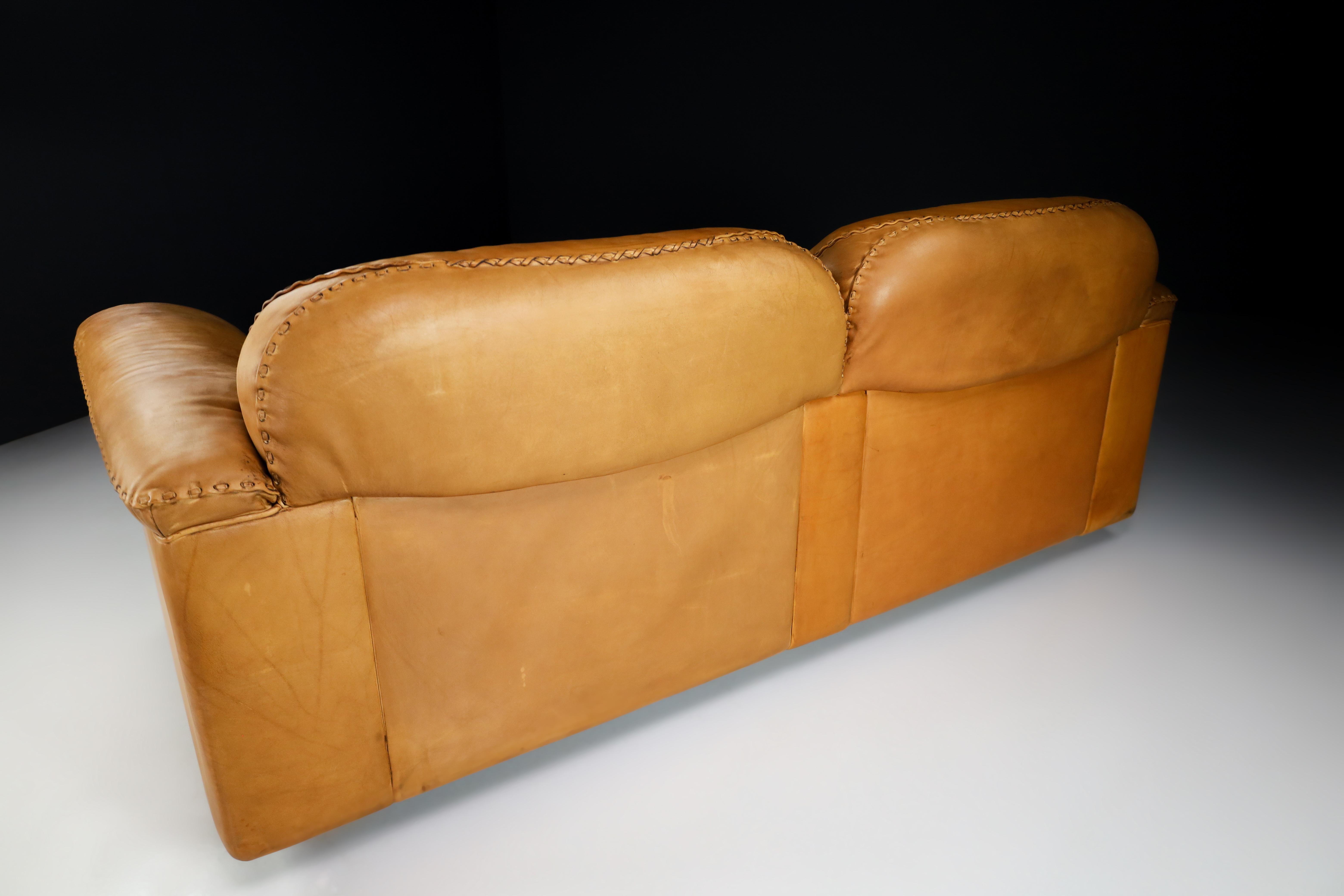 Robust Patinated Leather De Sede Ds-101 Two-Seater Sofa, Zwitserland 1960s 2