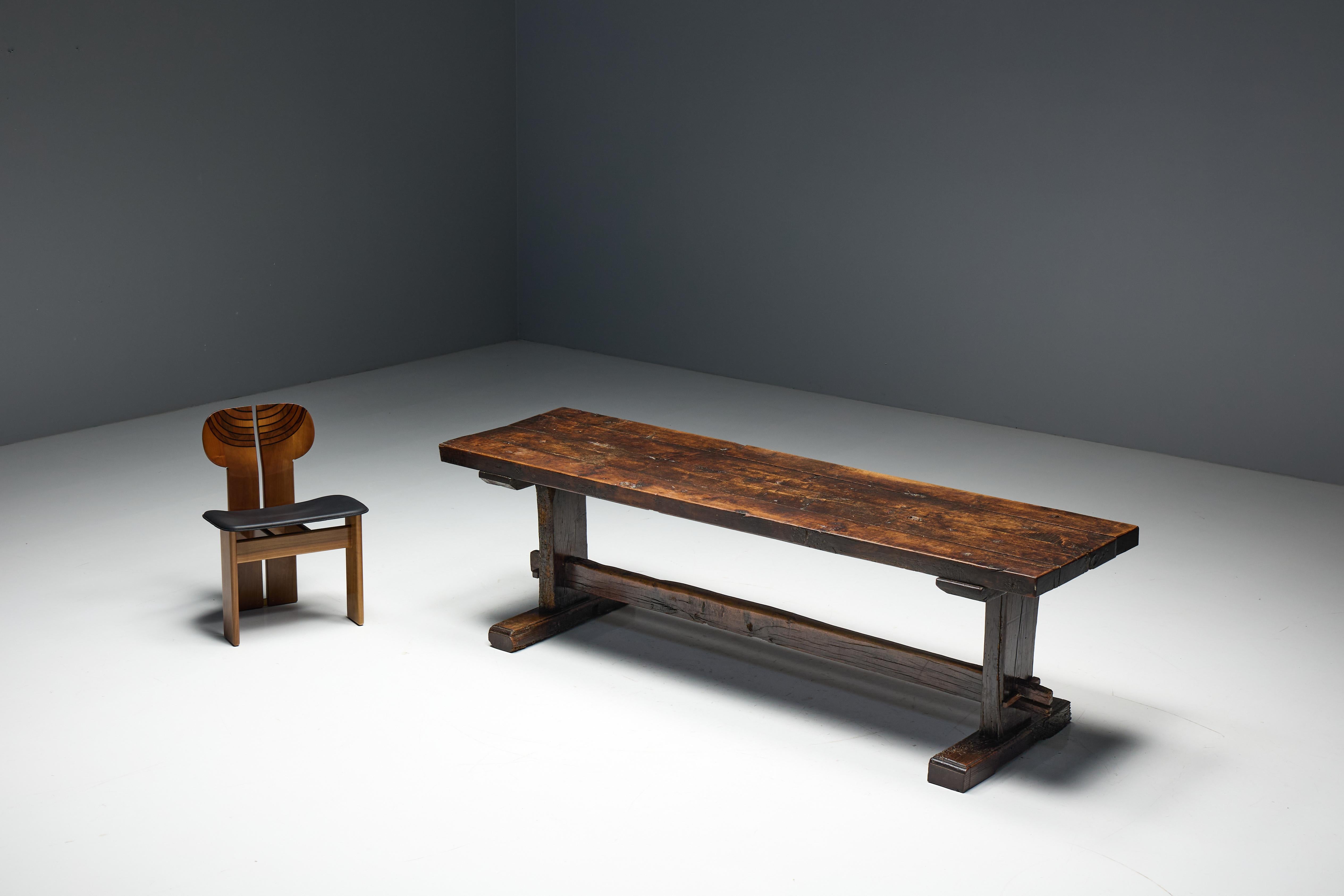 XIXe siècle Table de ferme populaire Robust Travail, France, 19e siècle en vente