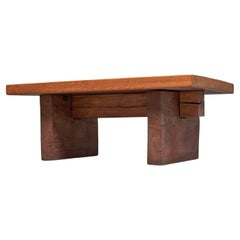 Robust Wabi Sabi Coffee Table in Solid Wood 1960s