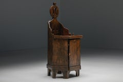 Rustic Wooden Child's Chair with Inner Compartment, France, 19th Century
