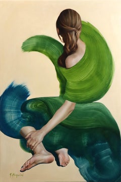 "Junto a la orilla" de Robyn Asquini, Pintura al óleo original, Retrato femenino