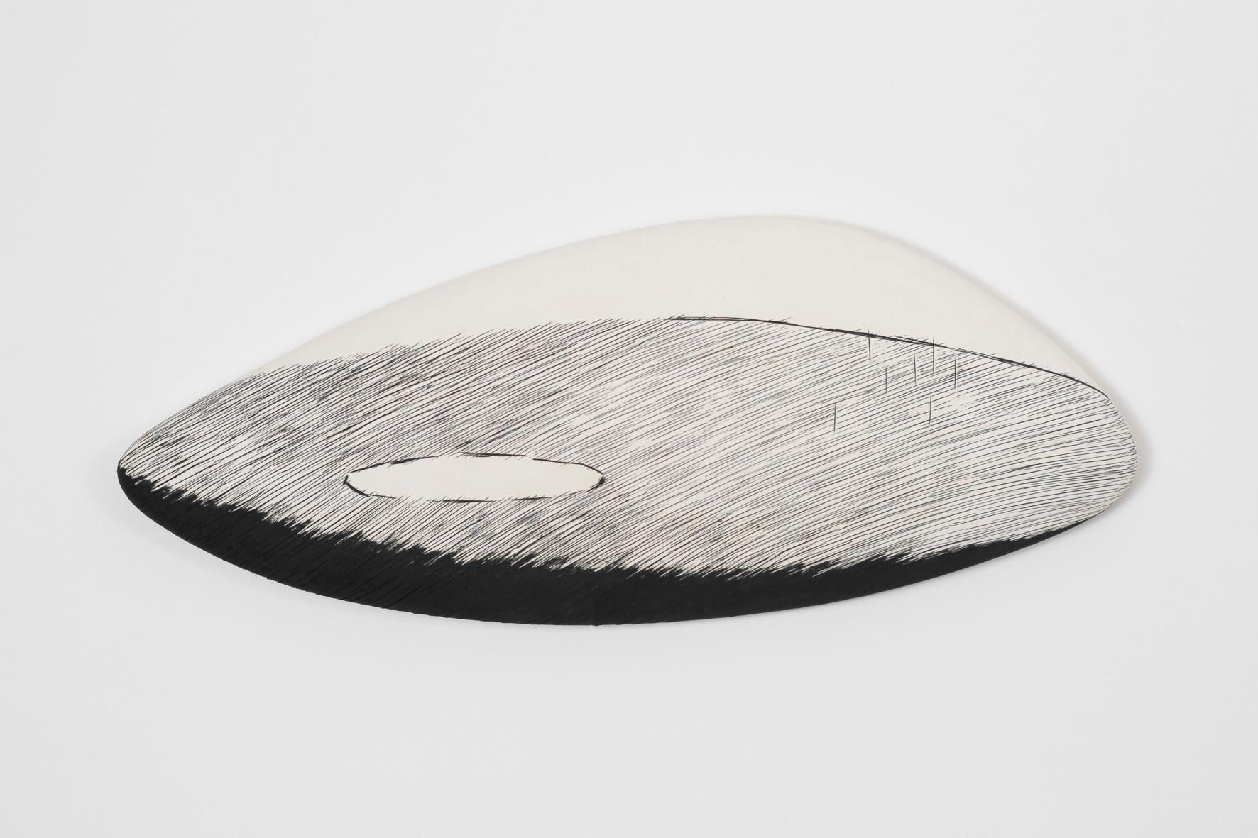 Original artwork by Robyn Campbell.
Ascent 5, wall mounted ceramic, 17cm x 41cm x 4cm (d), 2024
Simplicity, line, material, surface, and form are the focus of Robyn Campbell’s art practice. In this exhibition she uses various mediums, along with