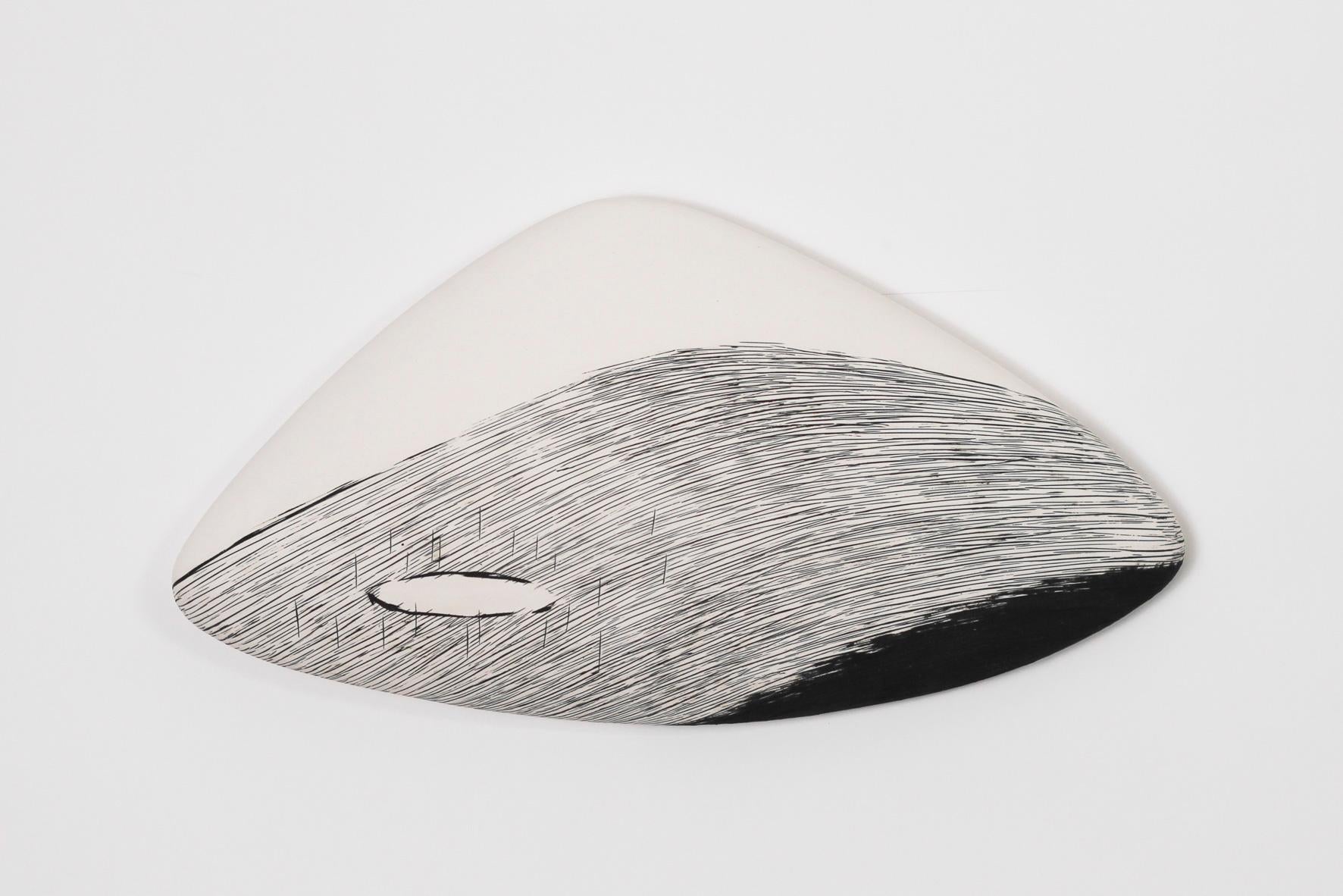 Original artwork by Robyn Campbell.
Ascent 6, wall mounted ceramic, 15.5cm x 30cm x 5cm (d), 2024

Simplicity, line, material, surface, and form are the focus of Robyn Campbell’s art practice. In this exhibition she uses various mediums, along with