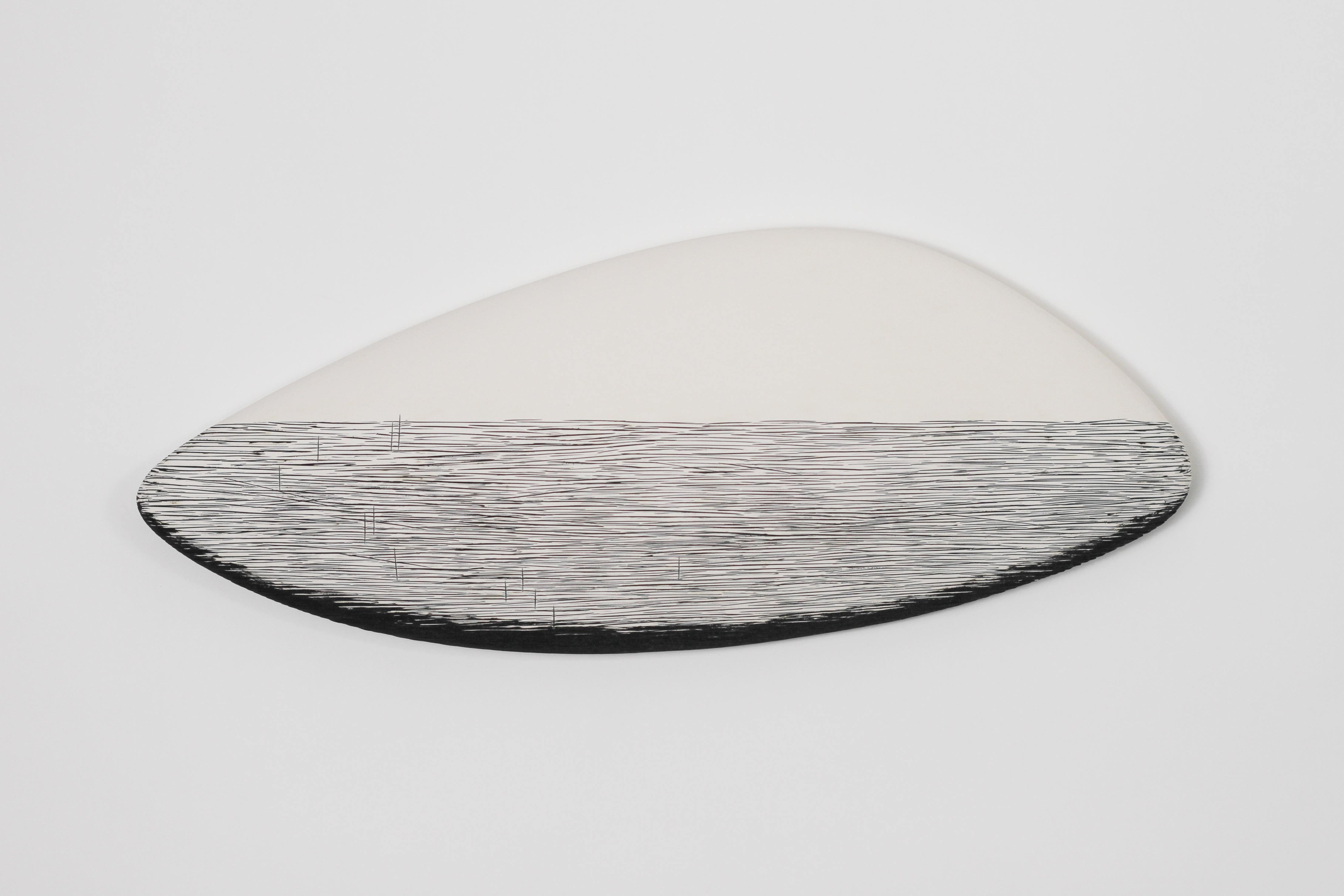 Original artwork by Robyn Campbell.
Still 4, wall mounted ceramic, 17cm x 41cm x 4cm (d), 2024
Simplicity, line, material, surface, and form are the focus of Robyn Campbell’s art practice. In this exhibition she uses various mediums, along with line