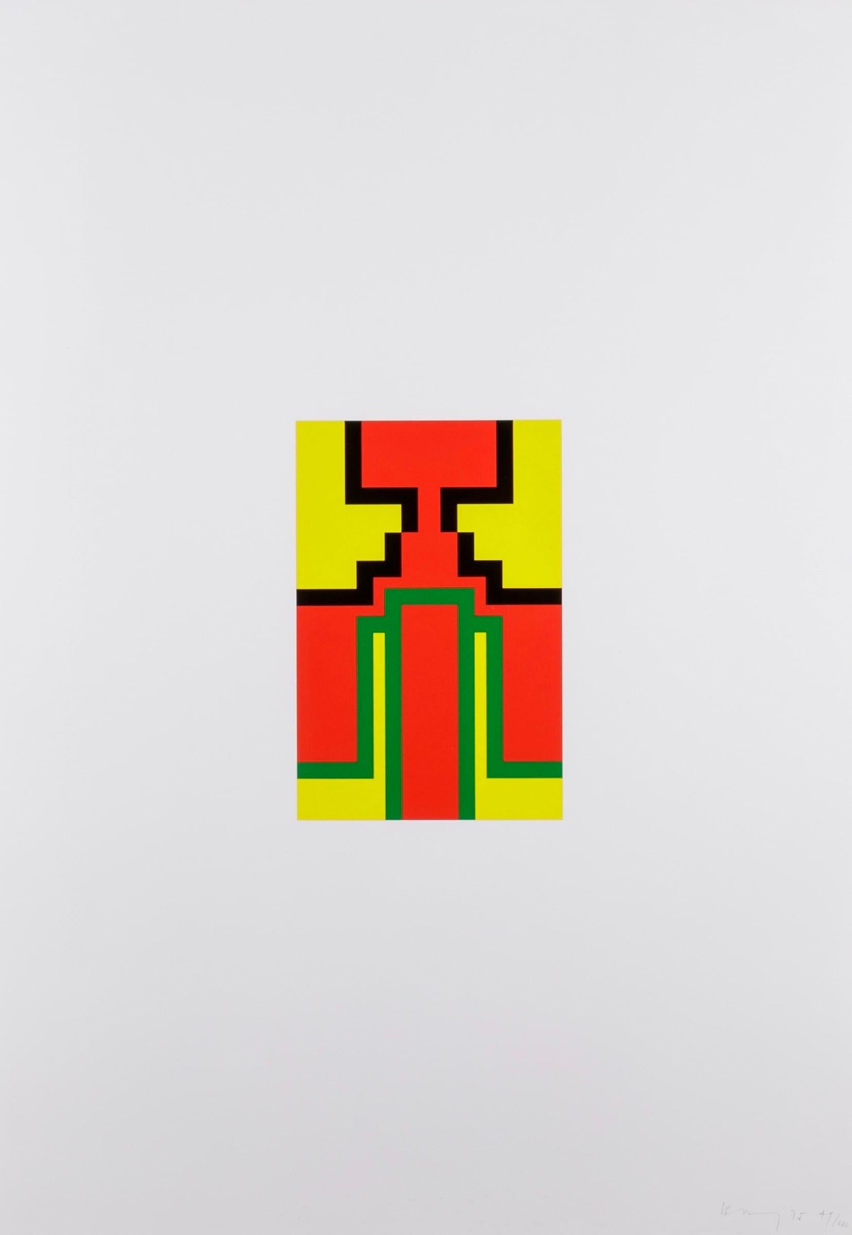 V, from Thomas Suite by Robyn Denny, 1975

Additional information:
Medium: screenprint
90 x 64 cm
35 3/8 x 25 1/4 in
signed, dated and numbered in pencil

Robyn Denny was one of a group of young artists who transformed British art in the late 1950s,