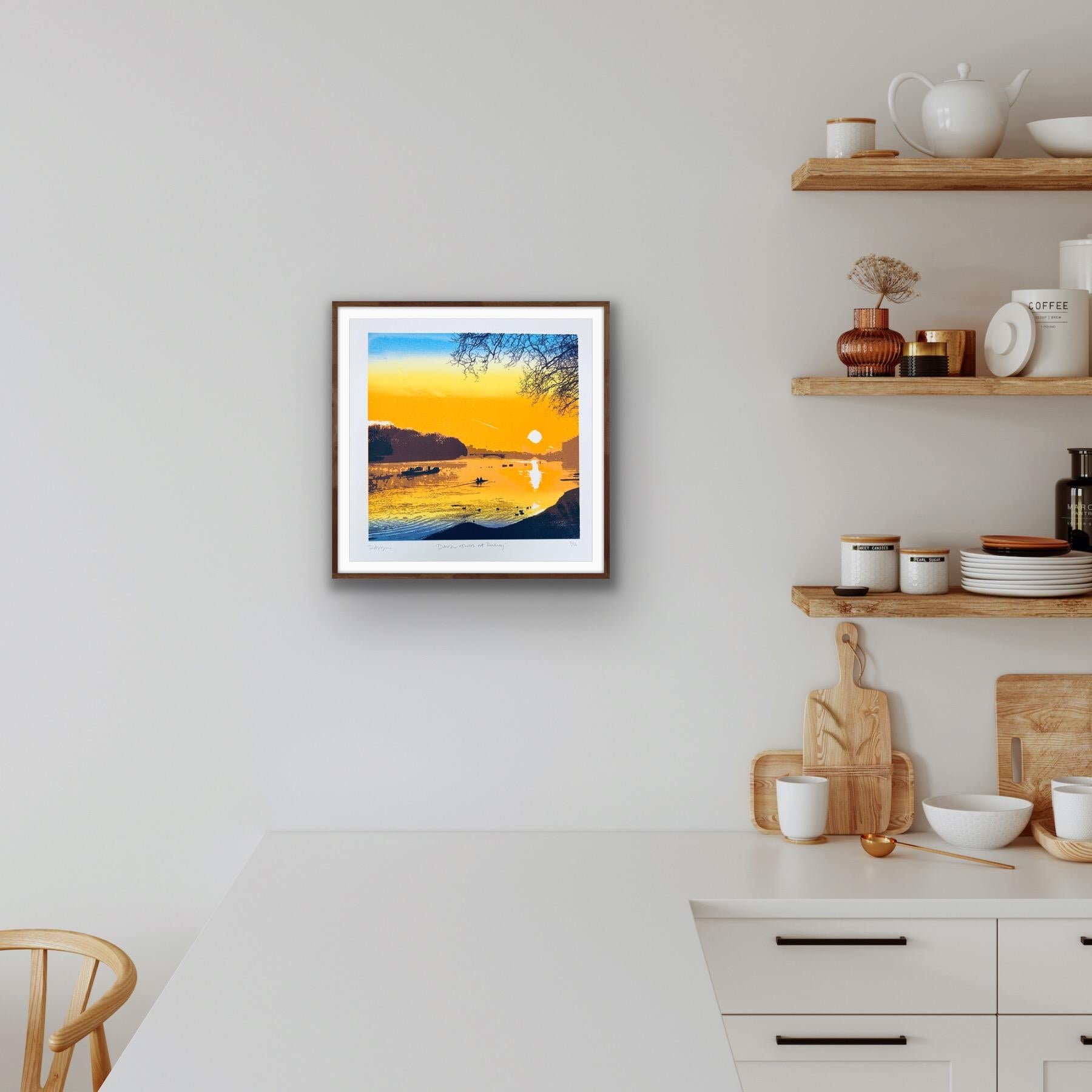 Remeros al amanecer en Putney (Grande), paisaje, paisaje marino, arte del atardecer, Londres en venta 2