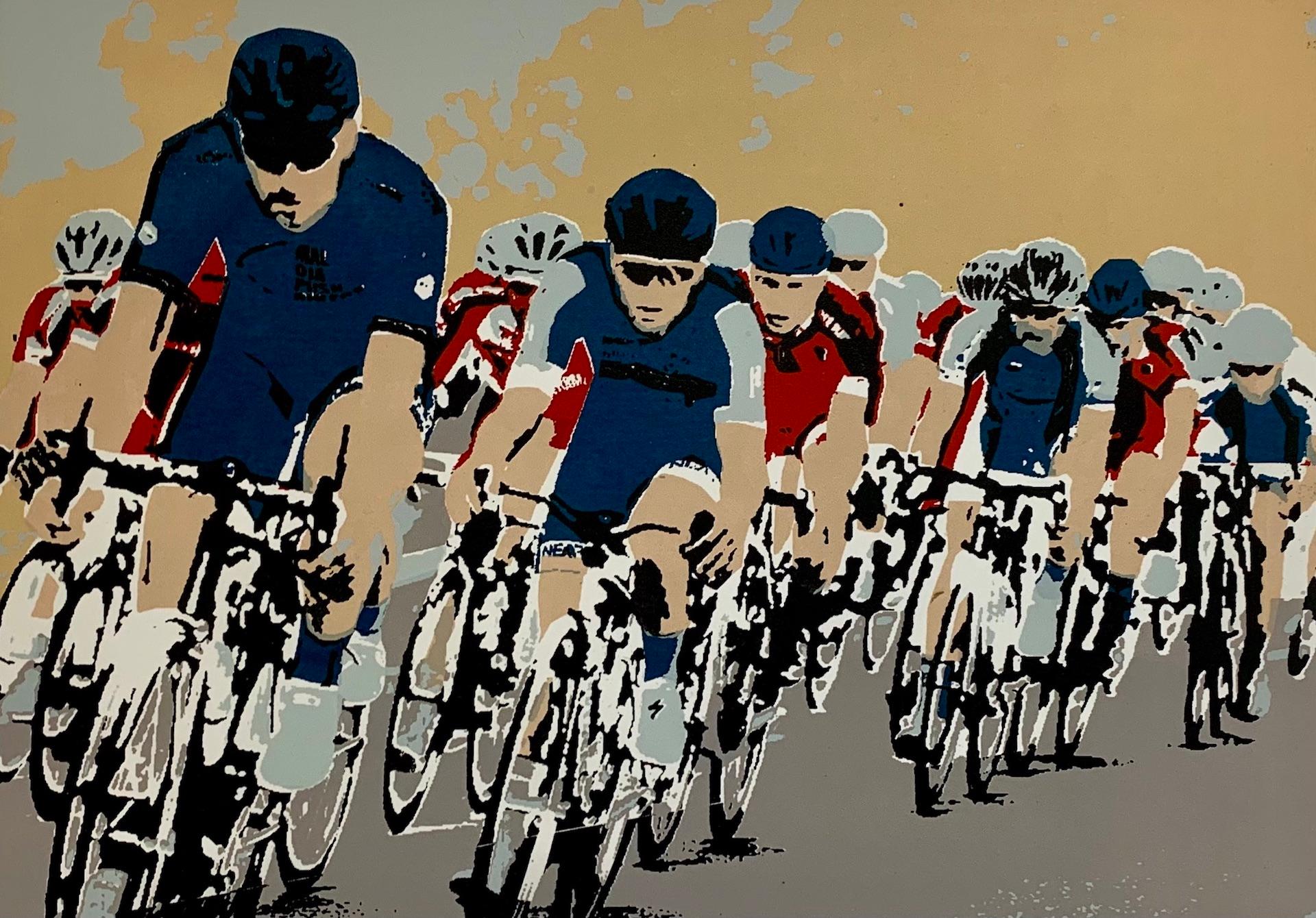robyn forbes Figurative Print - Peloton, Robyn Forbes, Limited Edition, Cycling Print, Athletics Sport Artwork