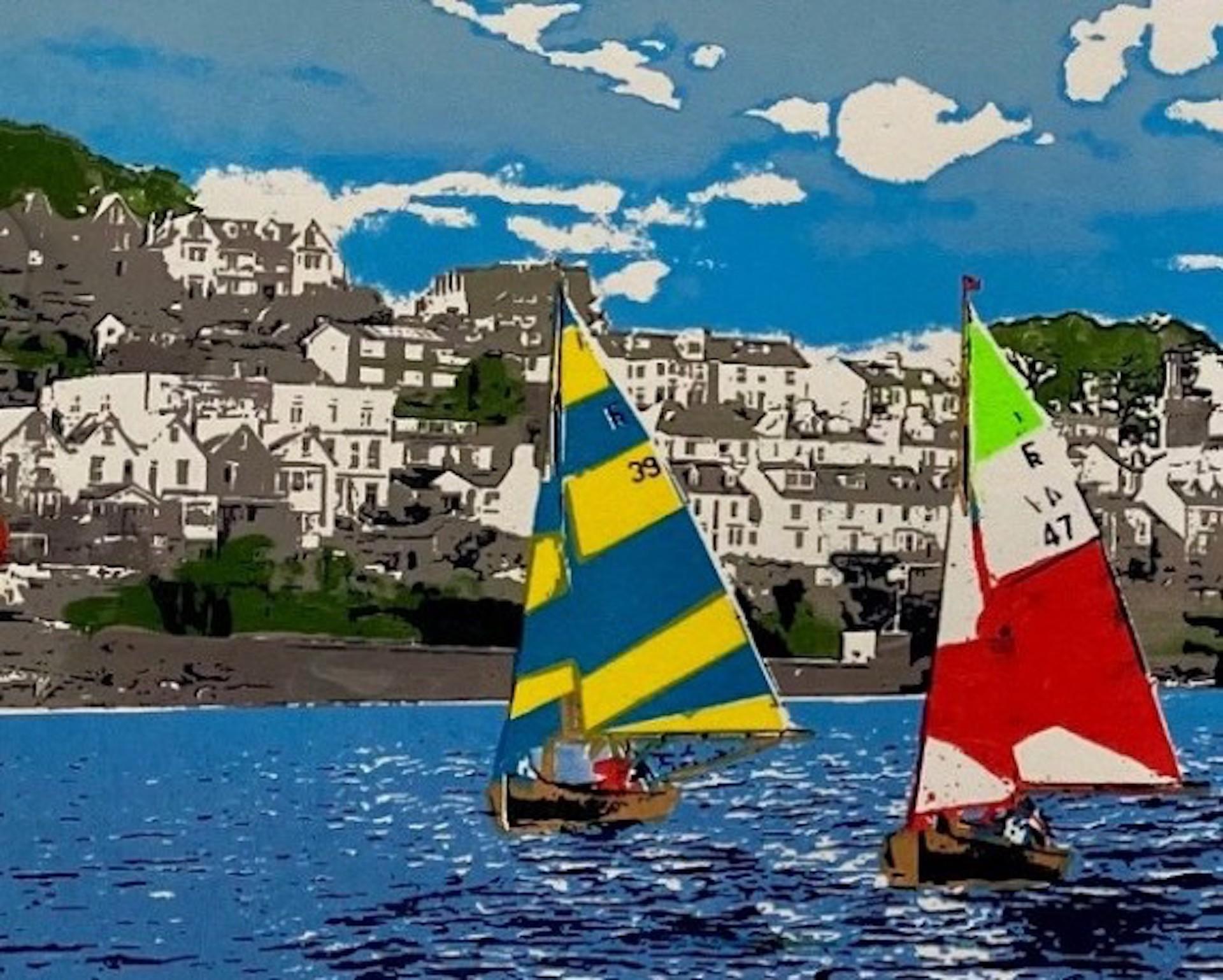 Robyn Forbes, Fowey Sailing, Limited Edition Print, Sailing Art, Affordable Art For Sale 1