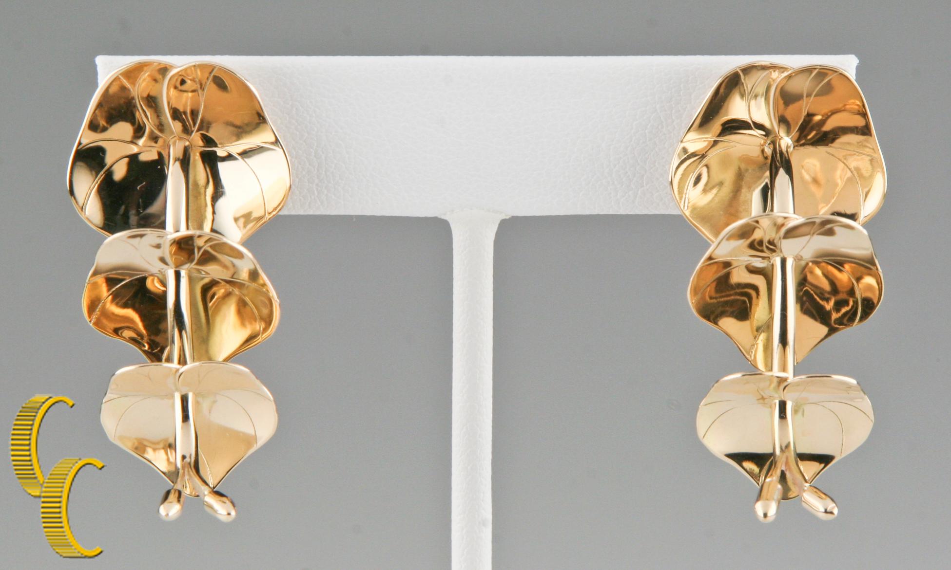 Art Nouveau Robyn Nichols 14k Yellow Gold Lily Pad Earrings For Sale