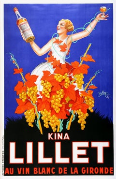 Kina Lillet 1937 Original Vintage Wine Poster by Robys