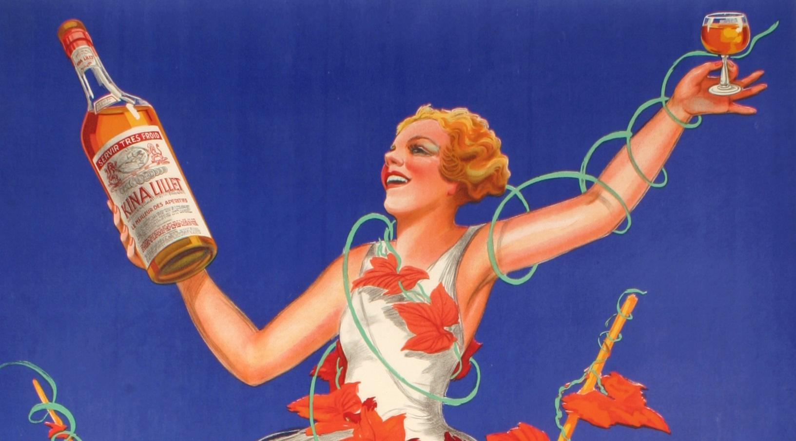 Artist: Robys (Robert Wolff)
Title: Kina Lillet - Au vin blanc de la Gironde
Date: 1937
Size (w x h): 51.2 x 77.6 in / 130 x 197 cm
Printer: Affiches Stentor - Etabts Marboeuf, 91 rue Réaumur, Paris
Materials and Techniques: Colour lithograph on