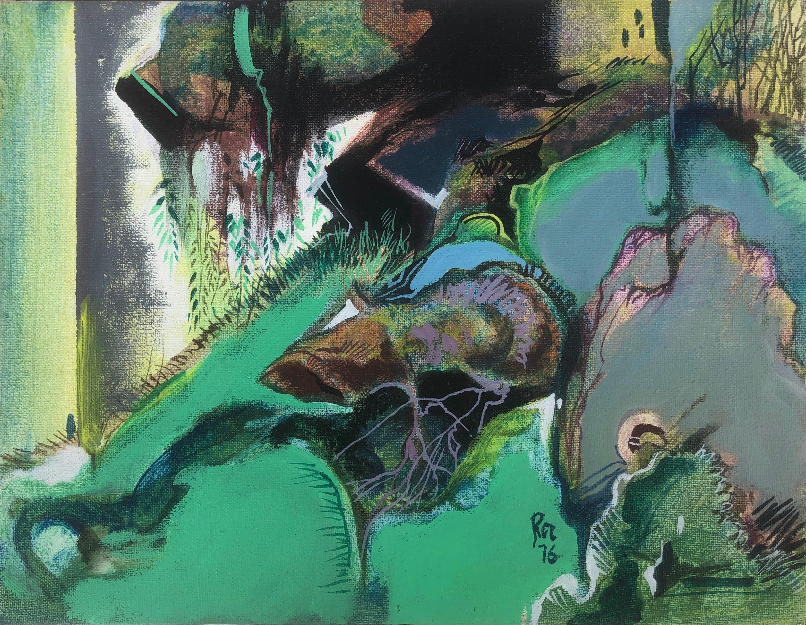 Roc Alabern Abstract Painting – Abstraktes Gemälde in Öl auf Leinwand