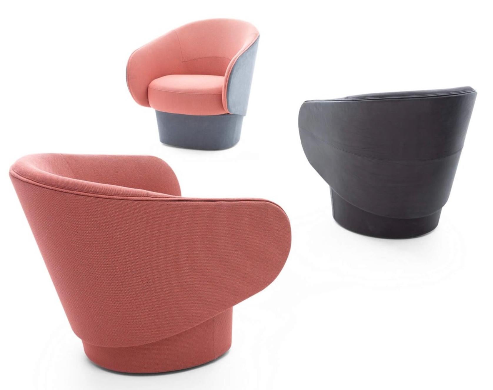 German Roc Swivel Armchair with Auto Return by Uwe Fischer in Fabric or Leather for COR For Sale