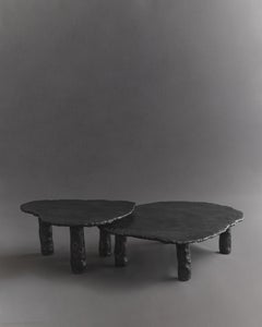 Roca Nested Coffee Tables in Black Limestone Plaster
