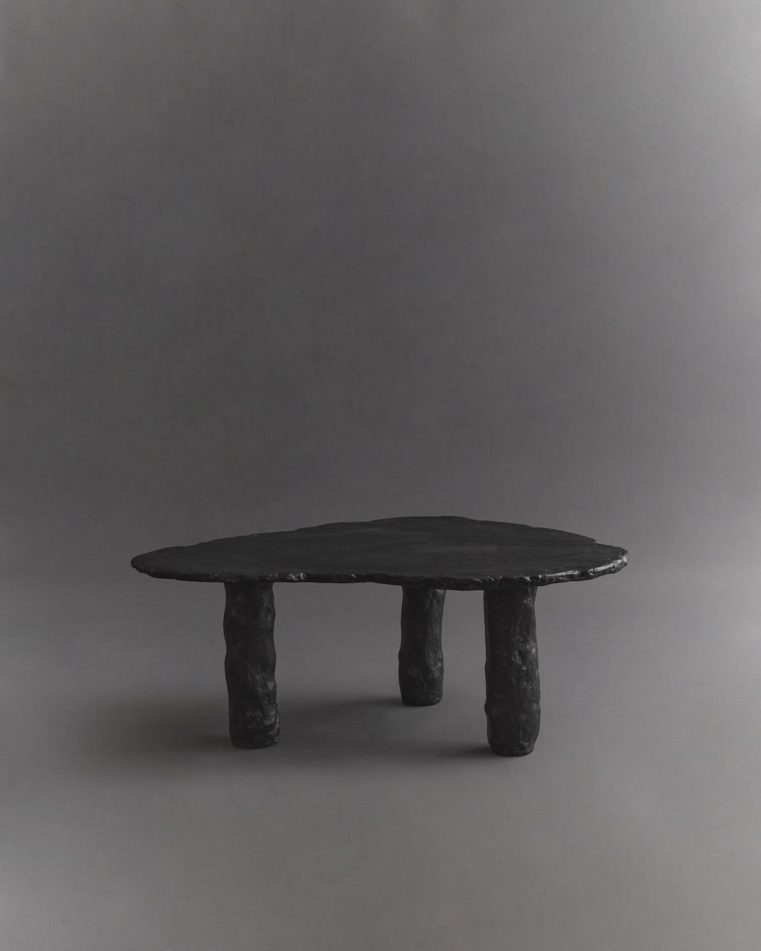 Contemporary Roca Nested Coffee Tables in Black Limestone Plaster For Sale