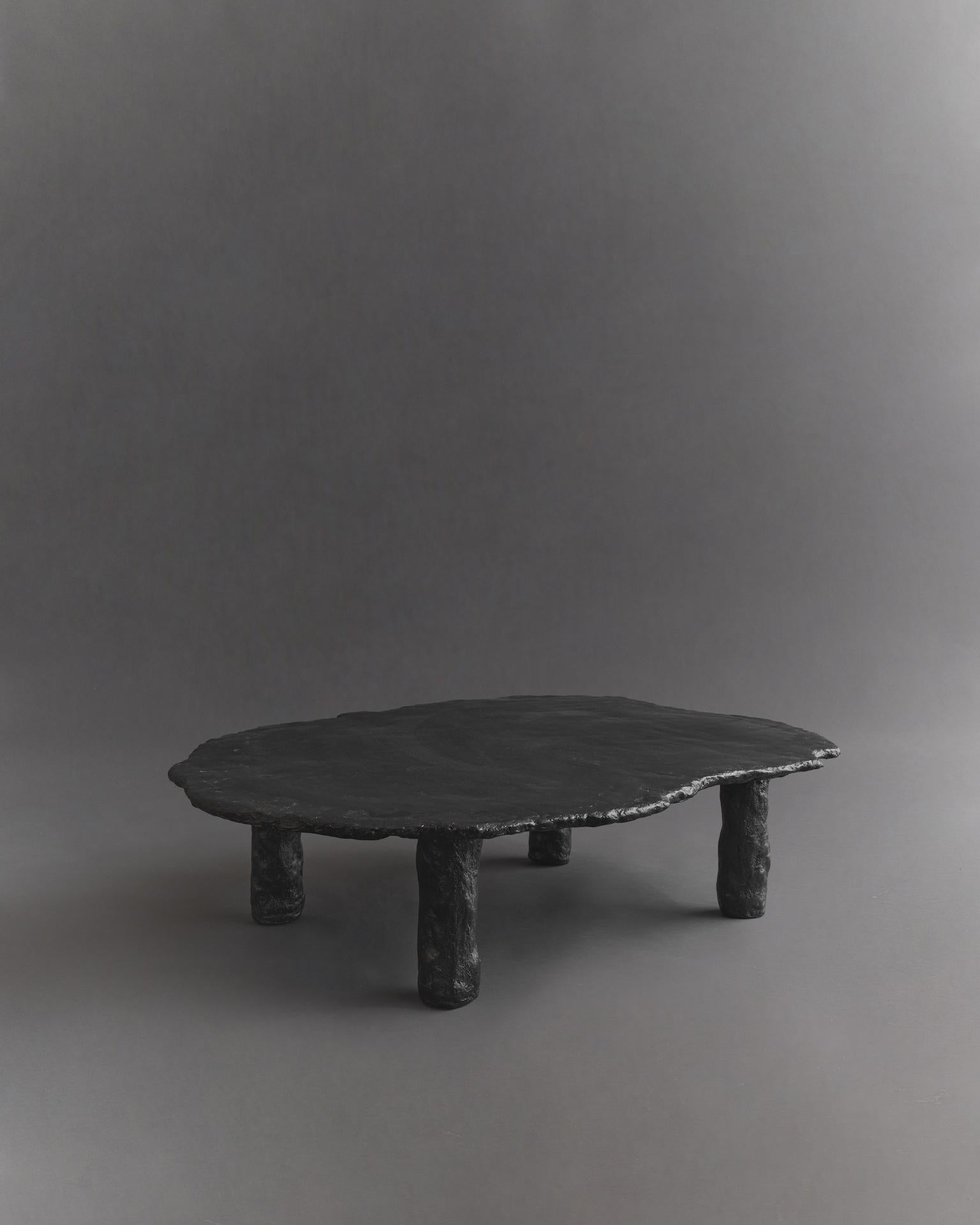 Concrete Roca Nested Coffee Tables in Black Limestone Plaster For Sale