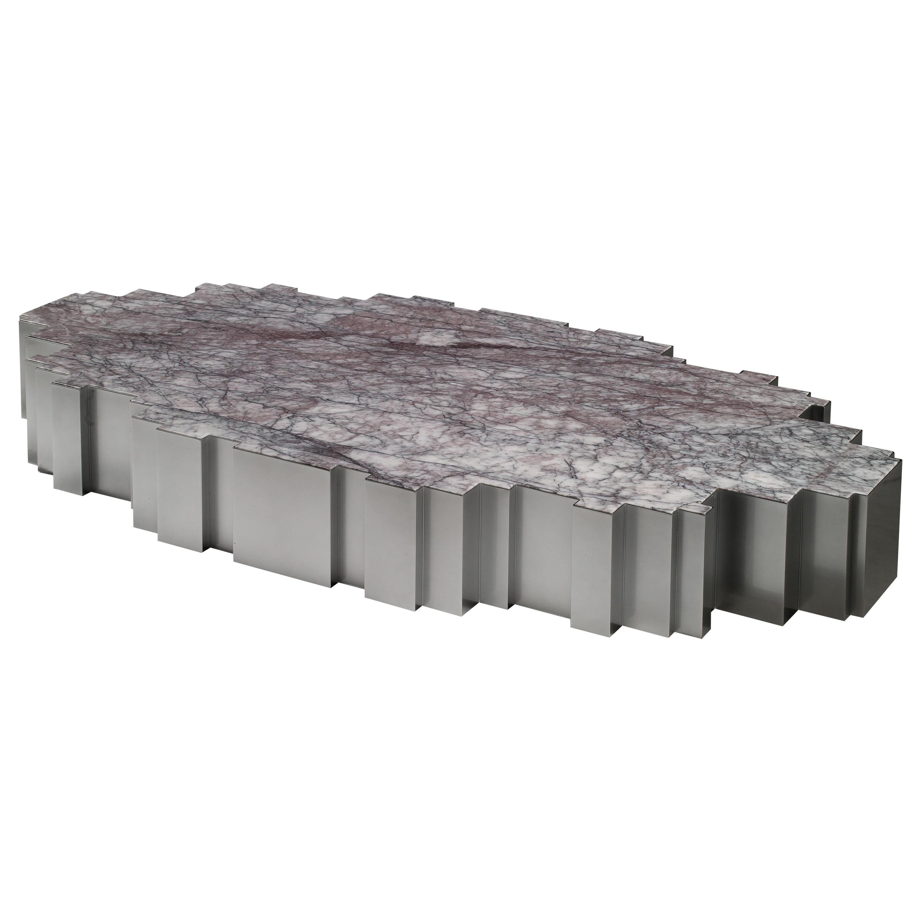 Roca Unido, table basse centrale avec une âme en marbre en vente