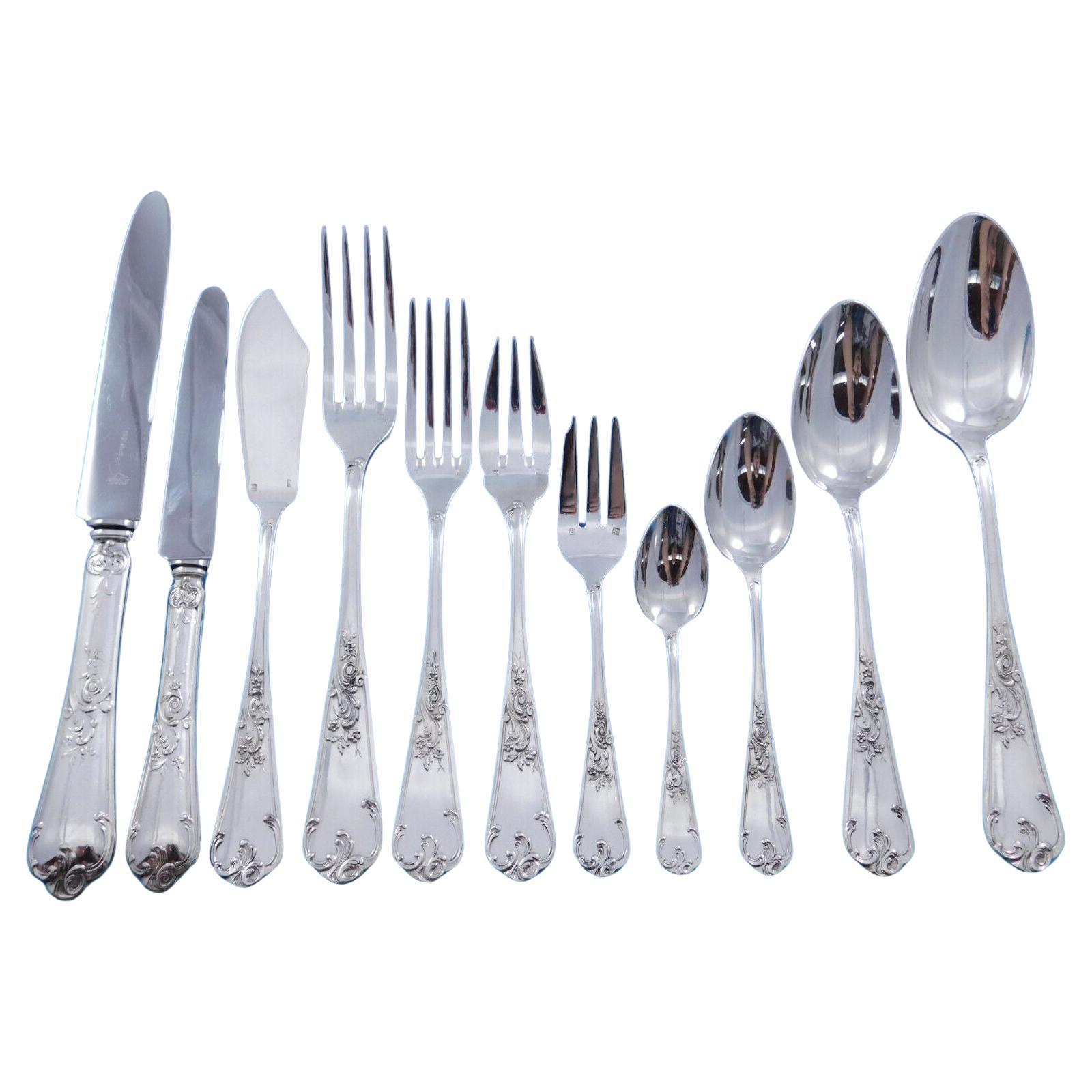 Rocaille by Saint Medard Argenterie French Silverplate Flatware Set Dinner 145pc For Sale