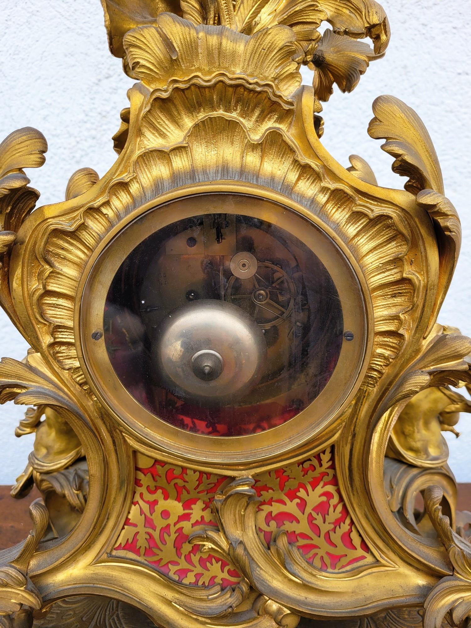 Rocaille Clock In Gilt Bronze, Napoleon III, 19th Century For Sale 7