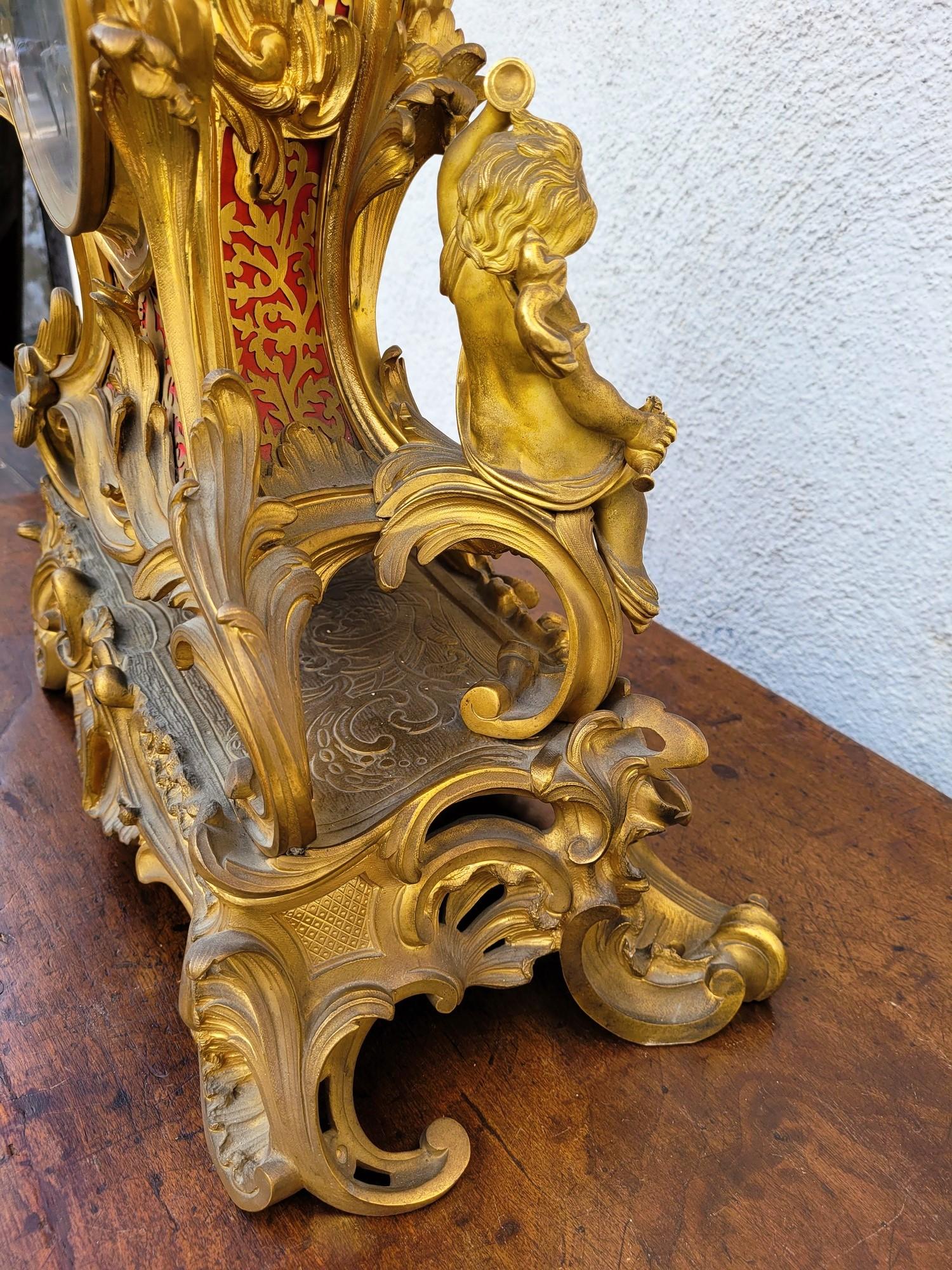 Rocaille Clock In Gilt Bronze, Napoleon III, 19th Century For Sale 11