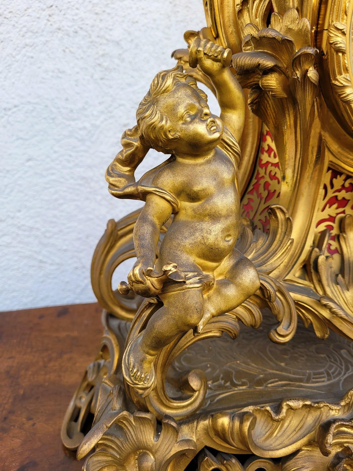 Rocaille Clock In Gilt Bronze, Napoleon III, 19th Century For Sale 2