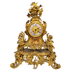 Rocaille Clock In Gilt Bronze, Napoleon III, 19th Century