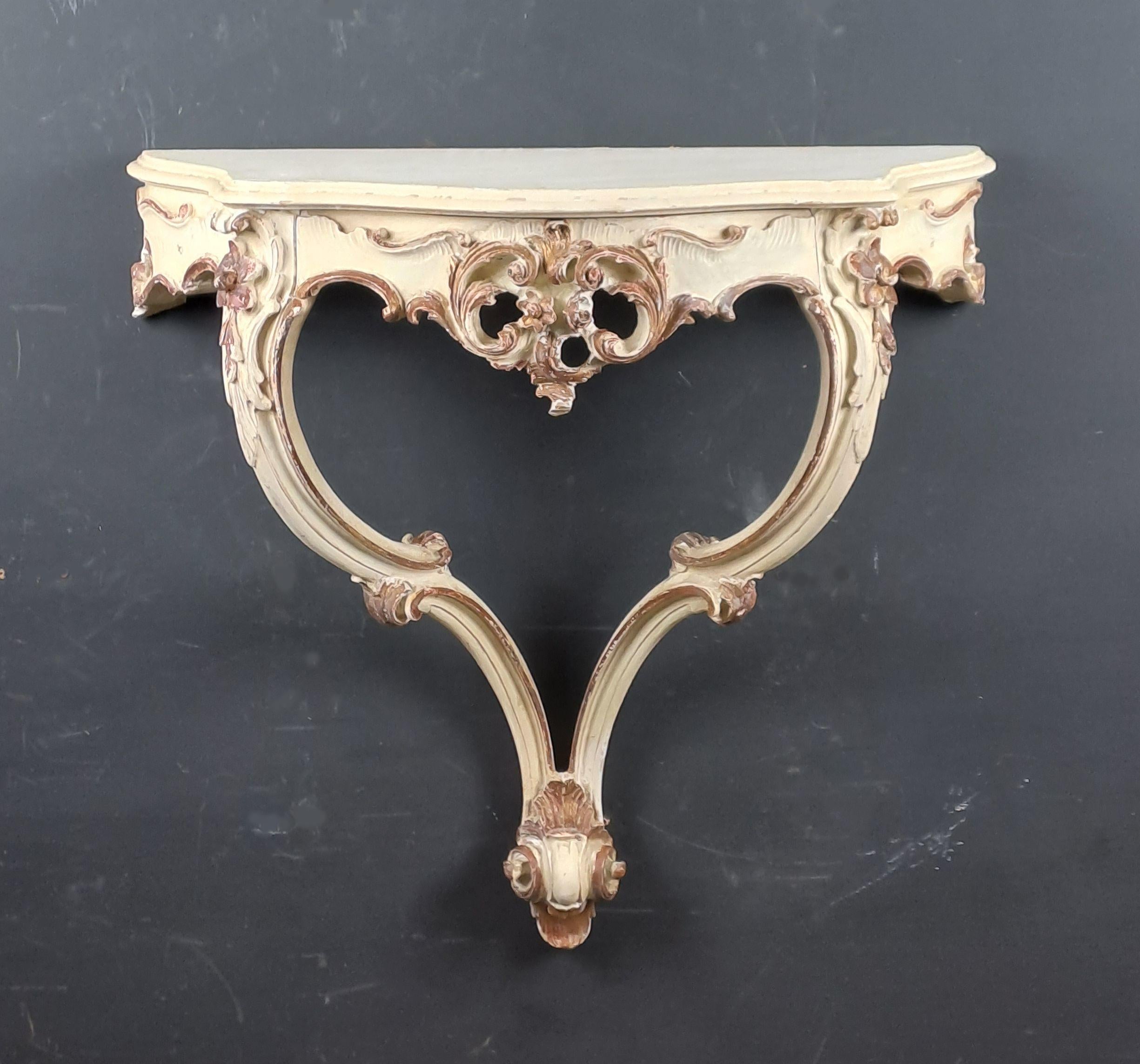 Rocaille Console In Lacquered And Gilded Wood For Sale 4