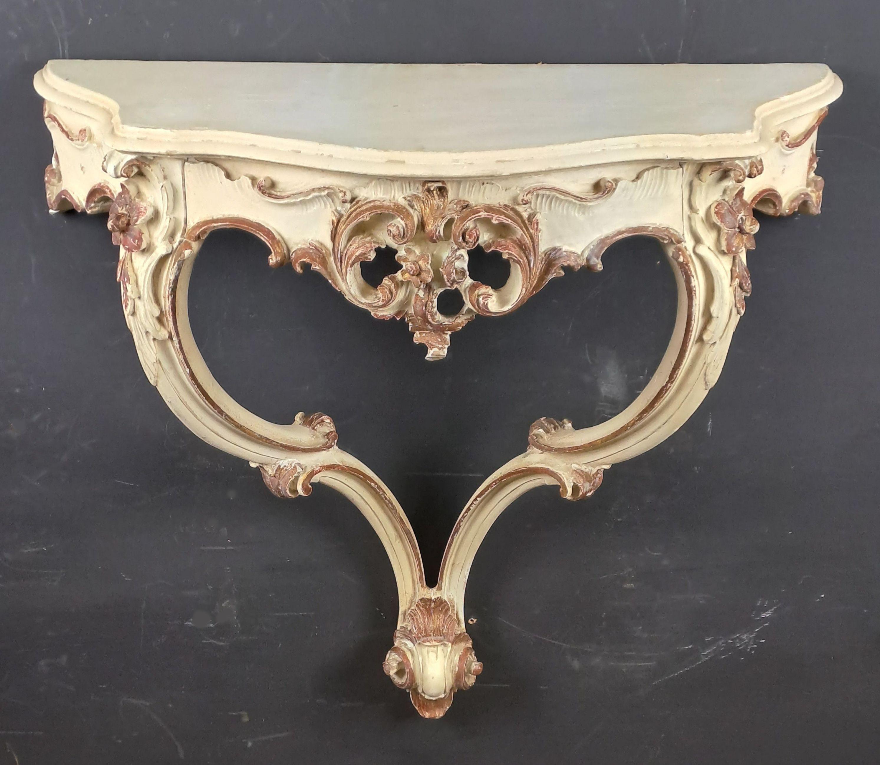 Rocaille Console In Lacquered And Gilded Wood For Sale 6