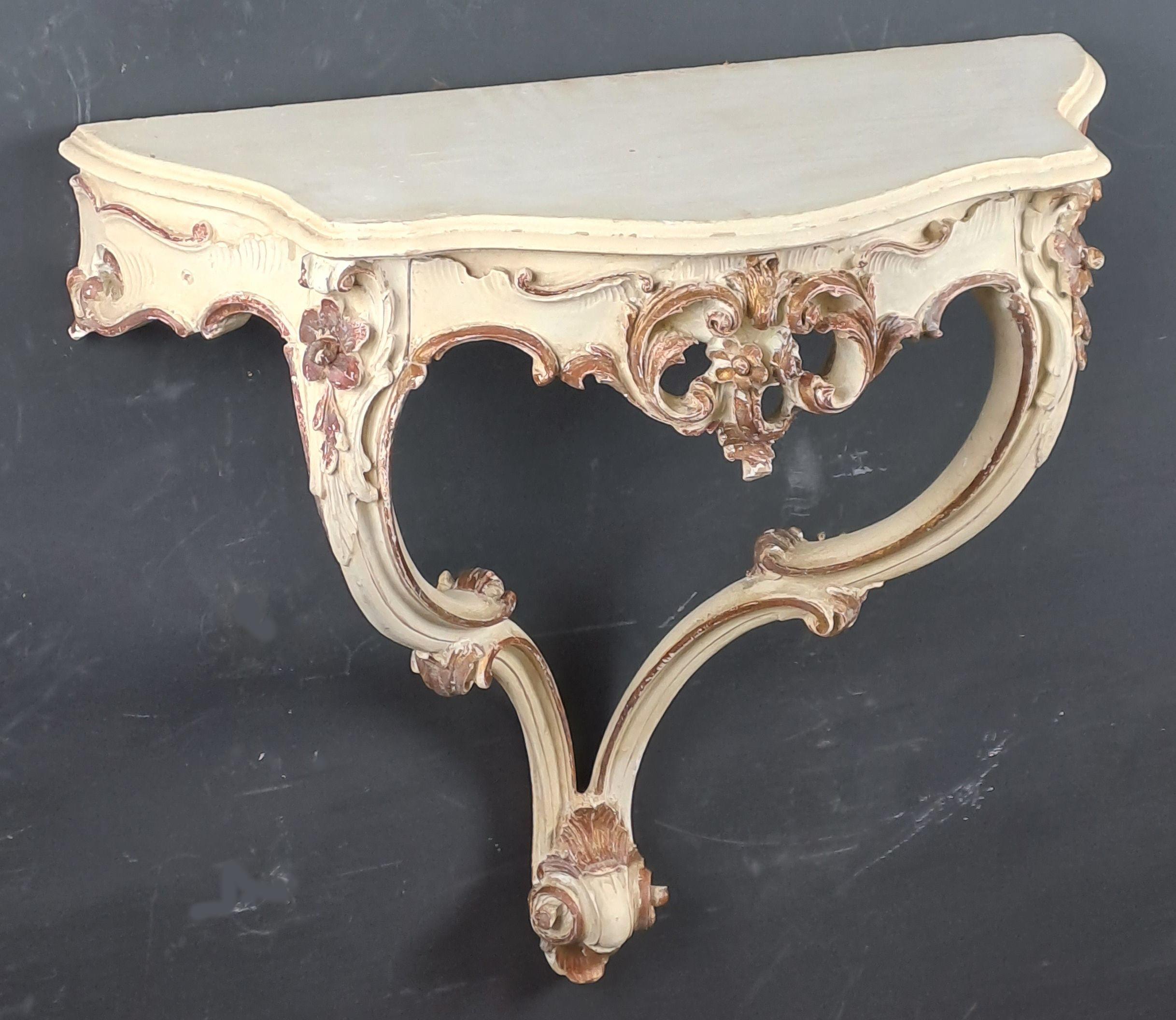 Rocaille Console In Lacquered And Gilded Wood For Sale 2