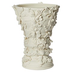  Rocaille III, porcelain sculptural vase with flourishes & shells by Jo Taylor