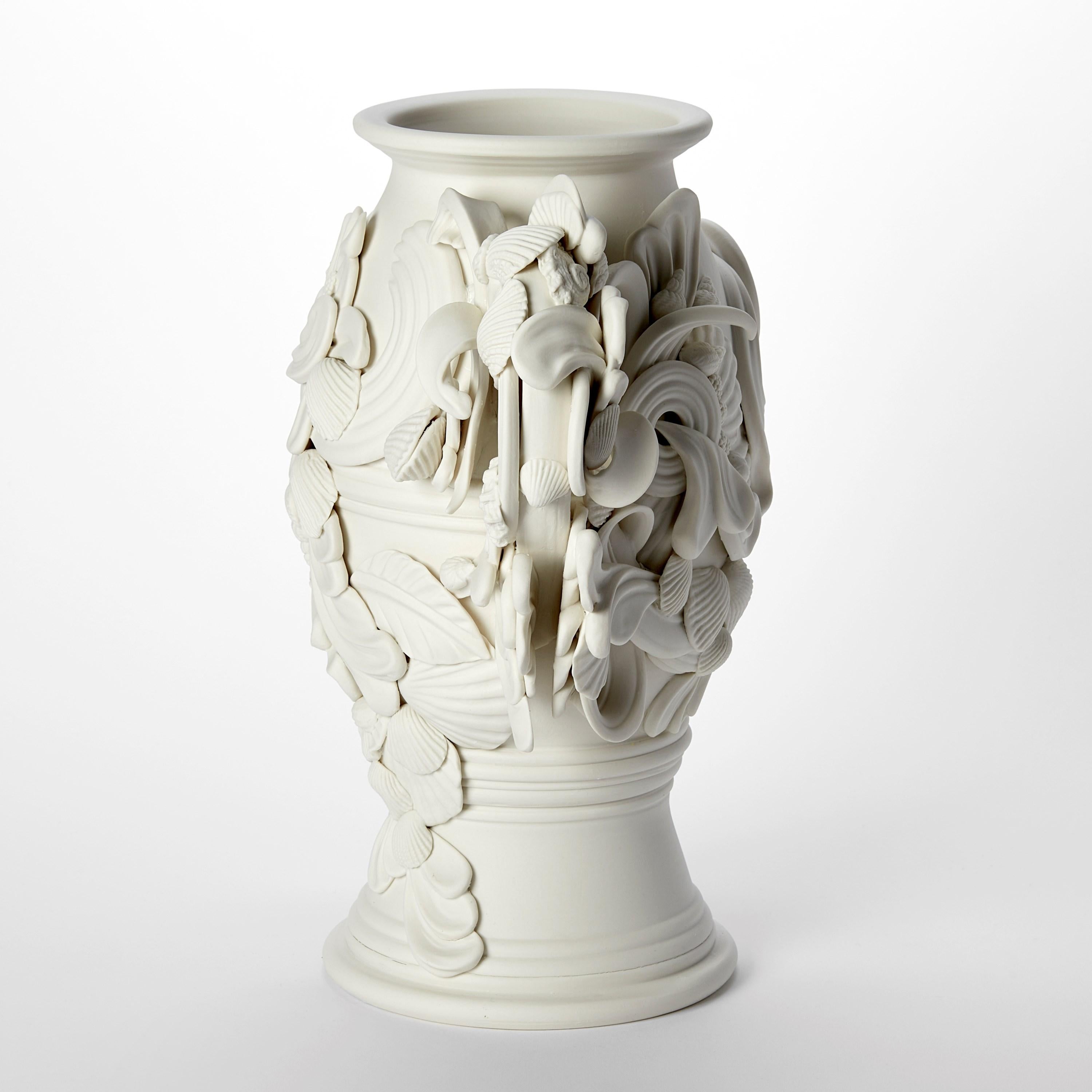 Hand-Crafted Rocaille IV, rococo inspired porcelain vessel with swirls & shells by Jo Taylor For Sale